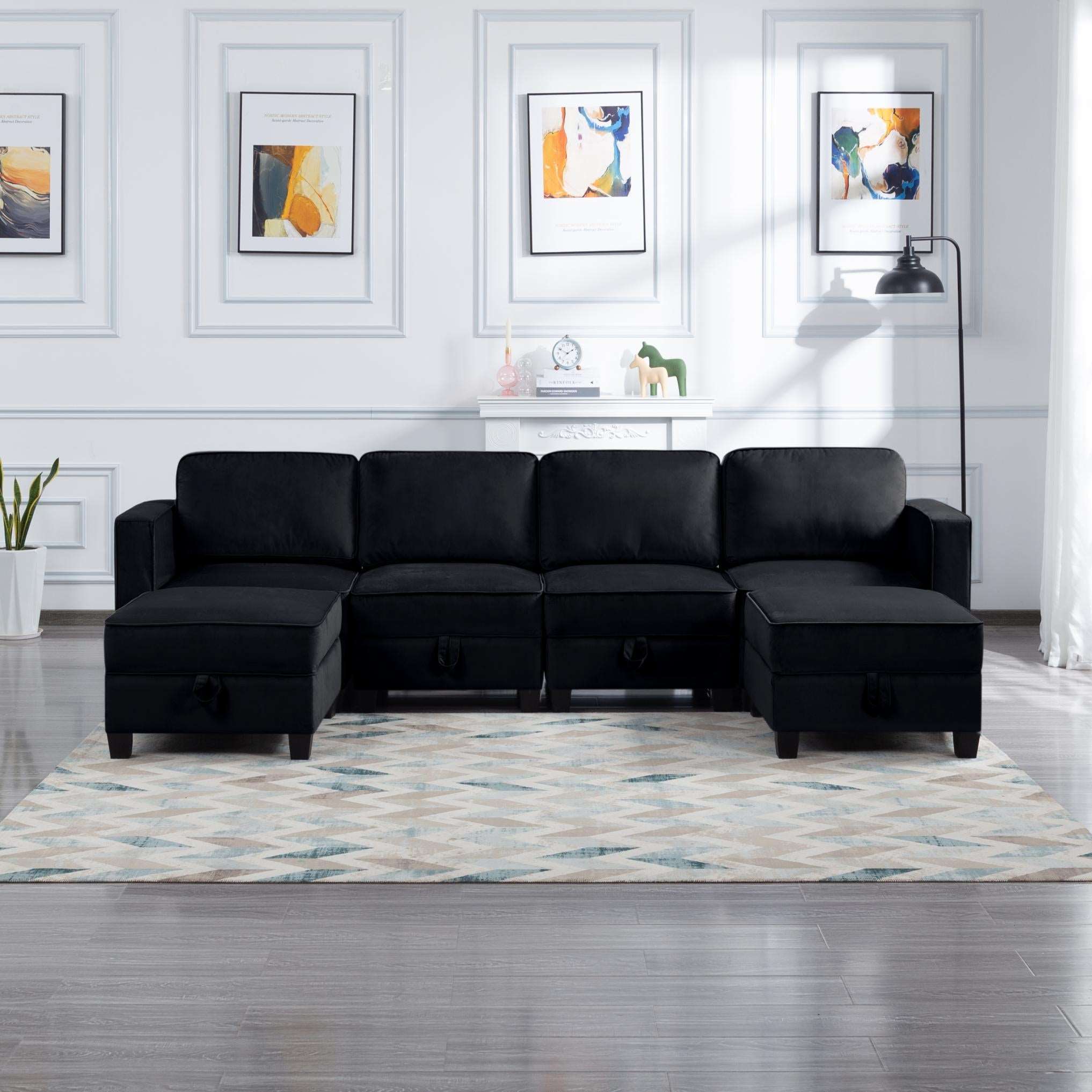 116” Square Arm Sectional Sofa