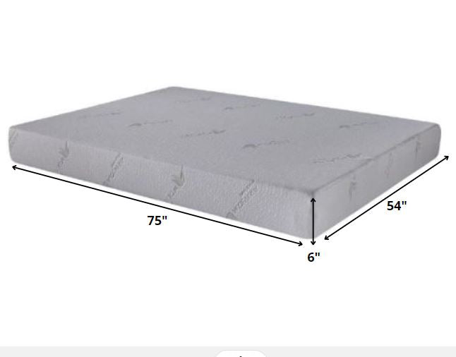 6" White Full Aloe Vera Infused Memory Foam Mattress