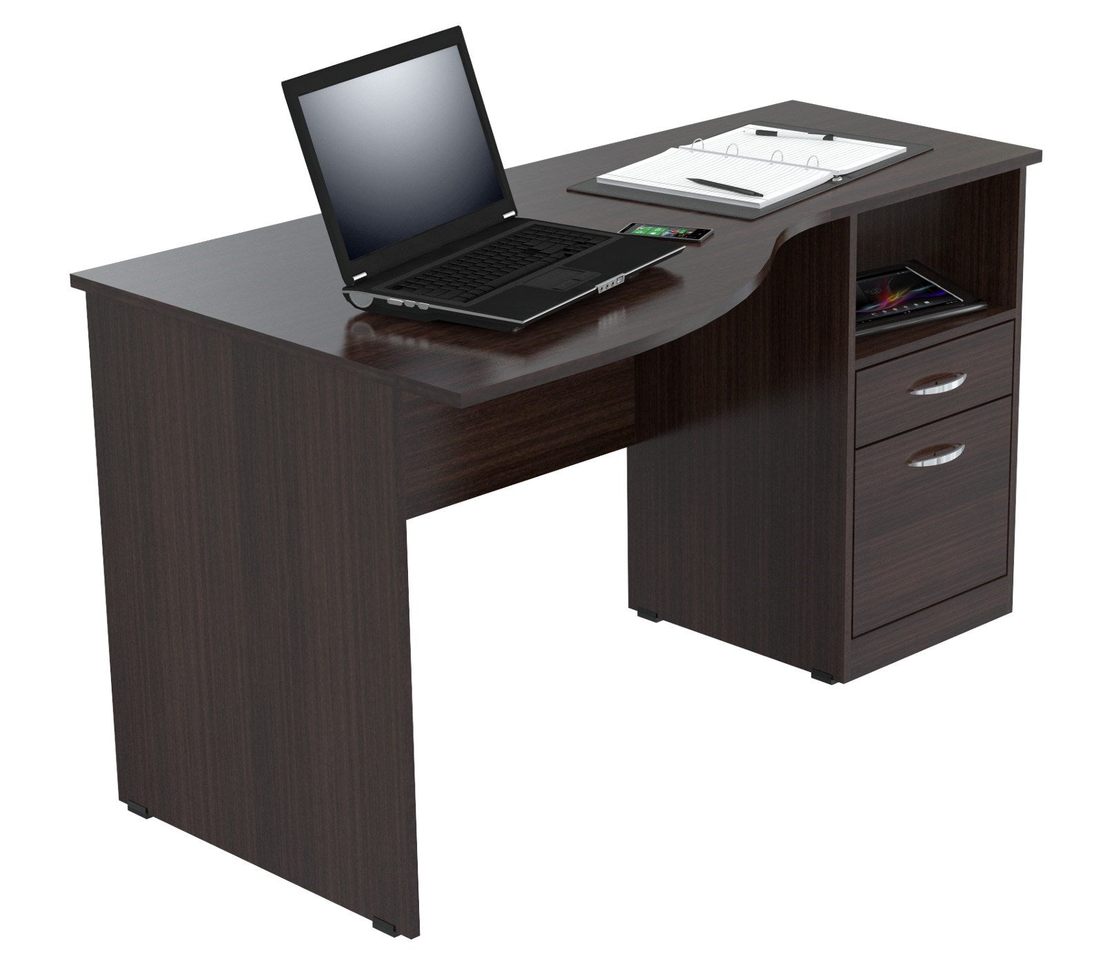 Espresso Finish Wood Curved Top Writing Desk