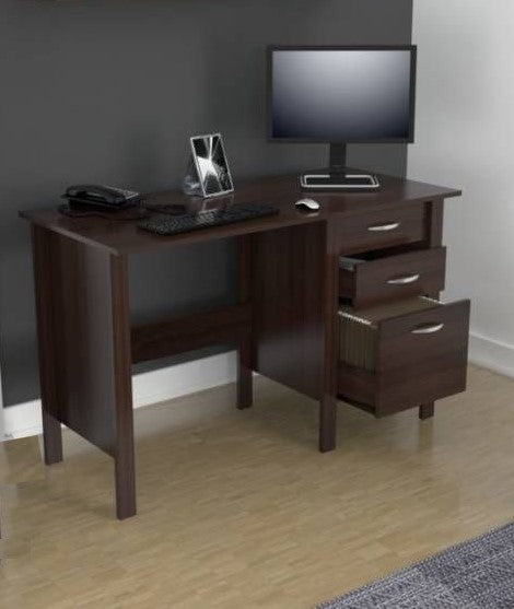 47" Espresso Mirrored Computer Desk With Three Drawers