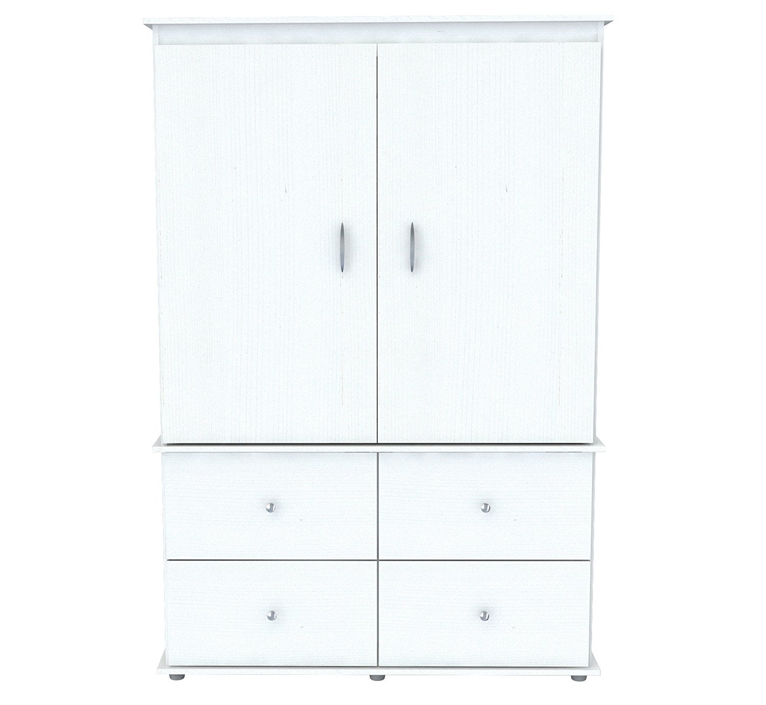 47" White Melamine Mirrored Four Drawer Combo Dresser