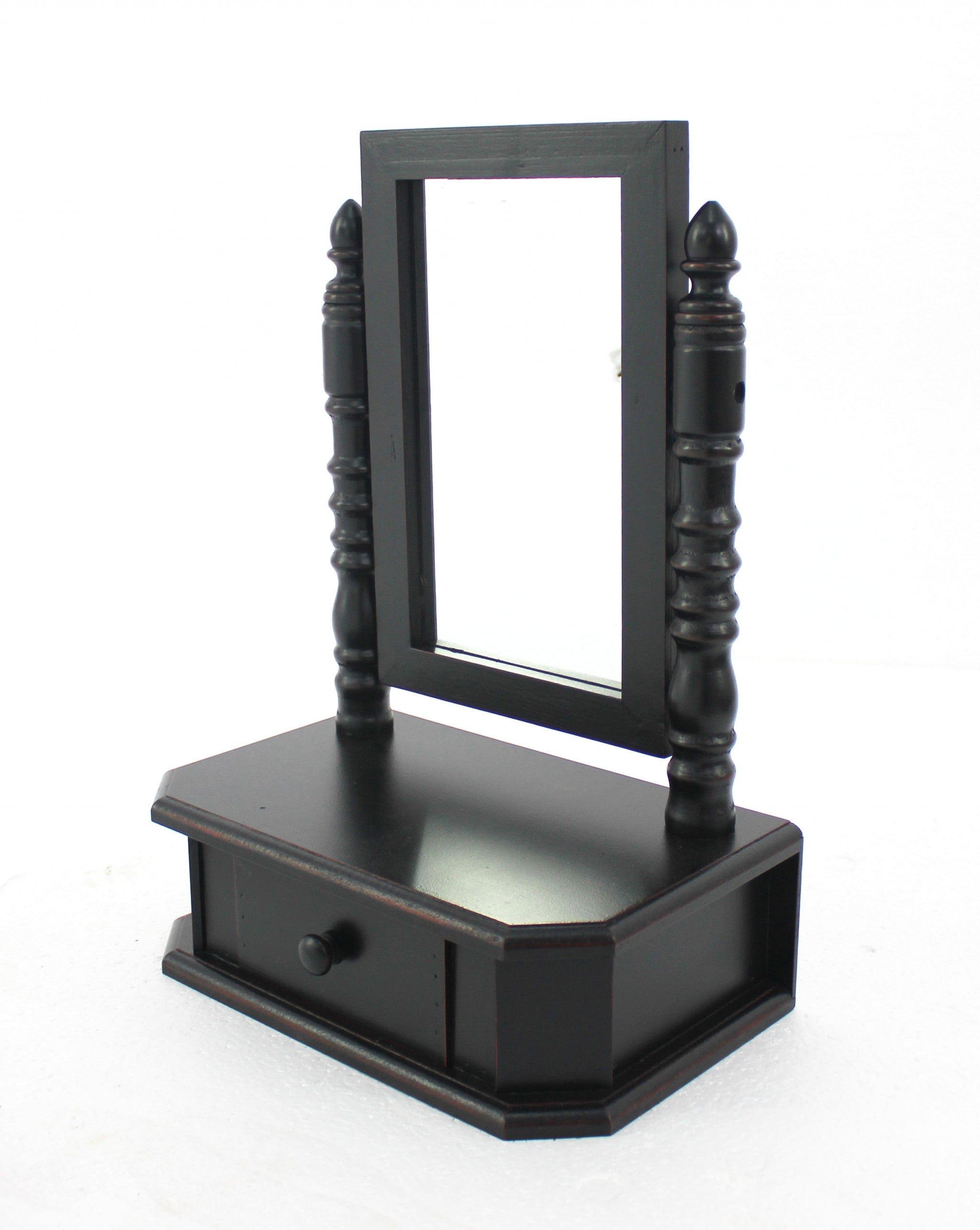 8.5 X 14 X 20 Black Traditional Drawer  Table Mirror