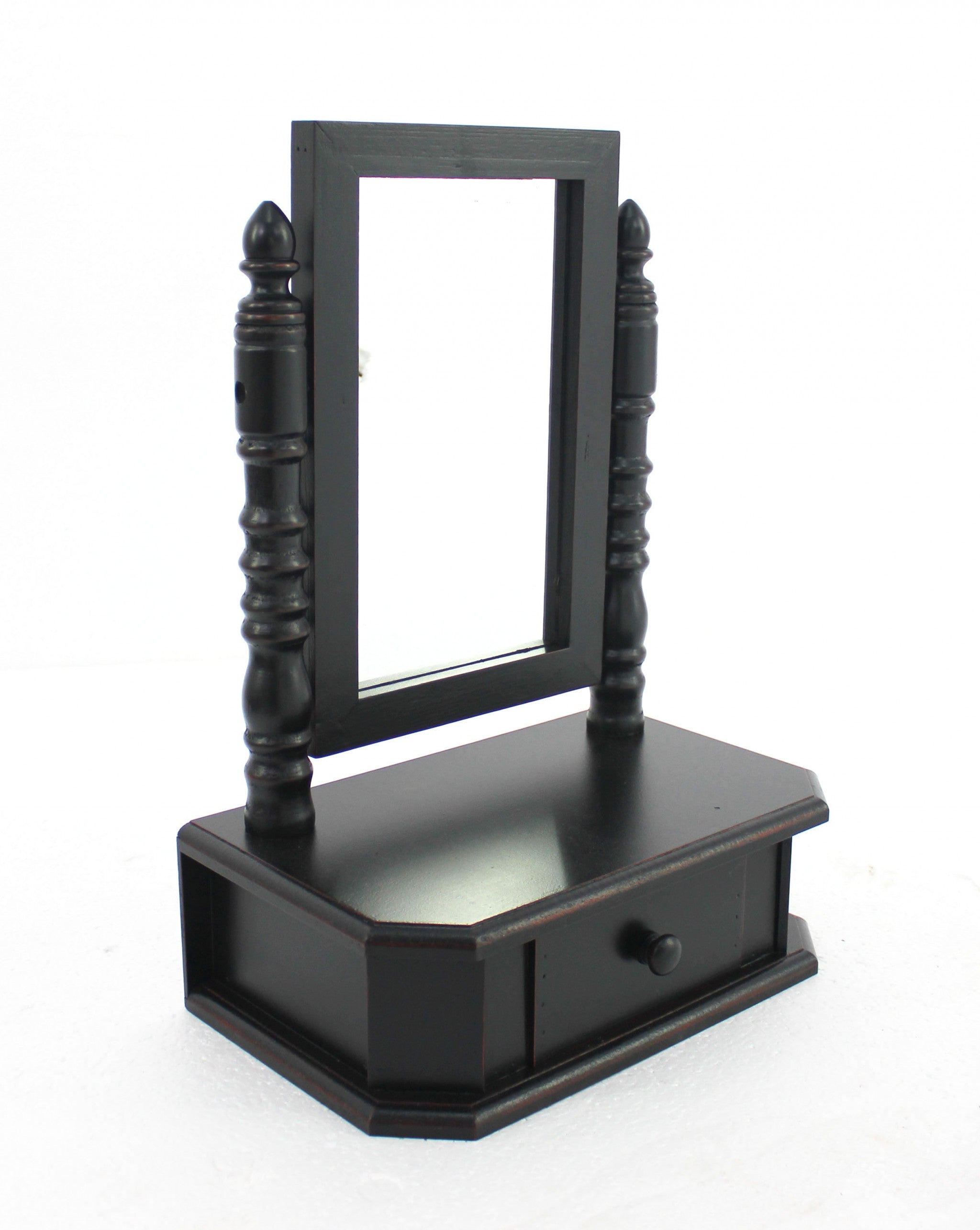 8.5 X 14 X 20 Black Traditional Drawer  Table Mirror