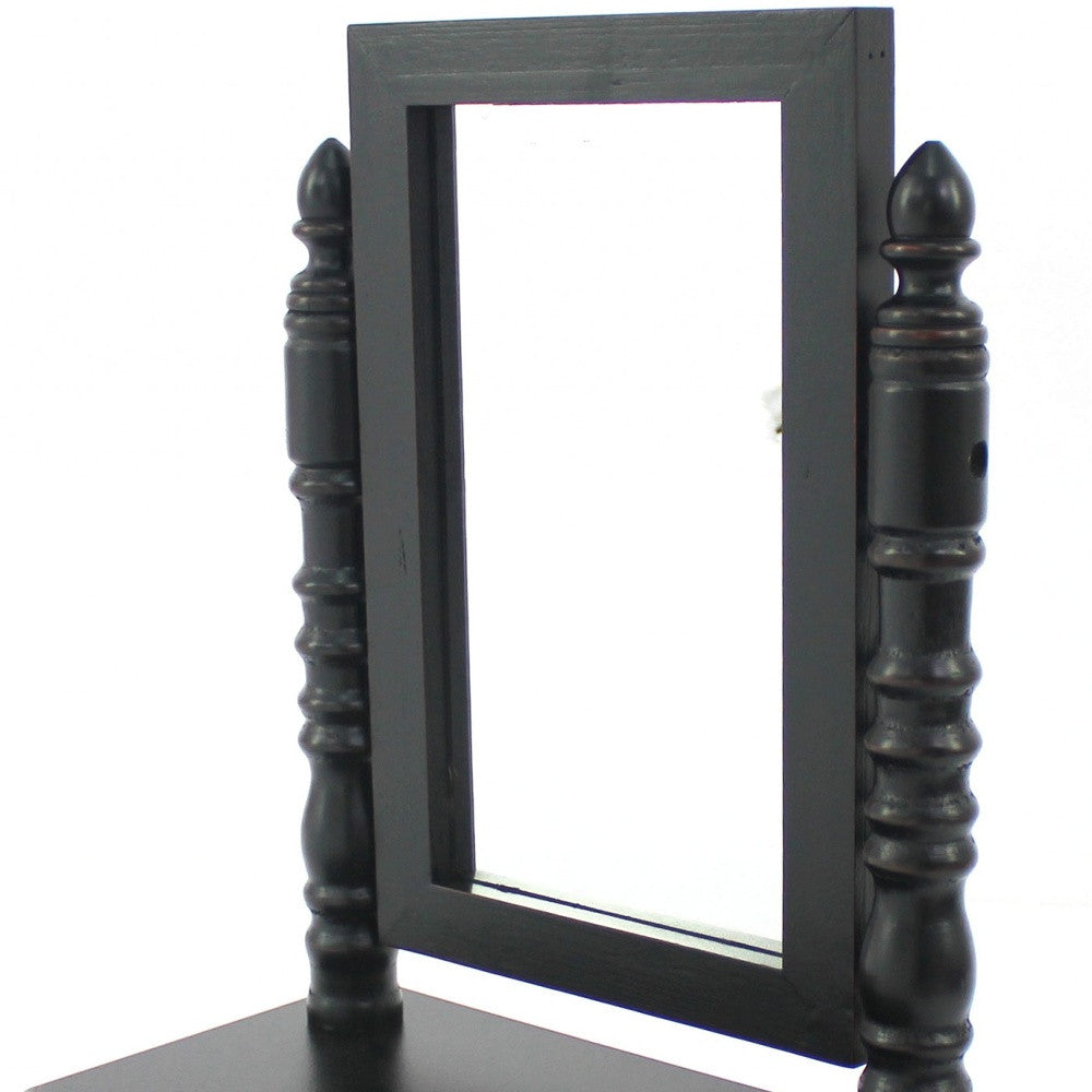 8.5 X 14 X 20 Black Traditional Drawer  Table Mirror