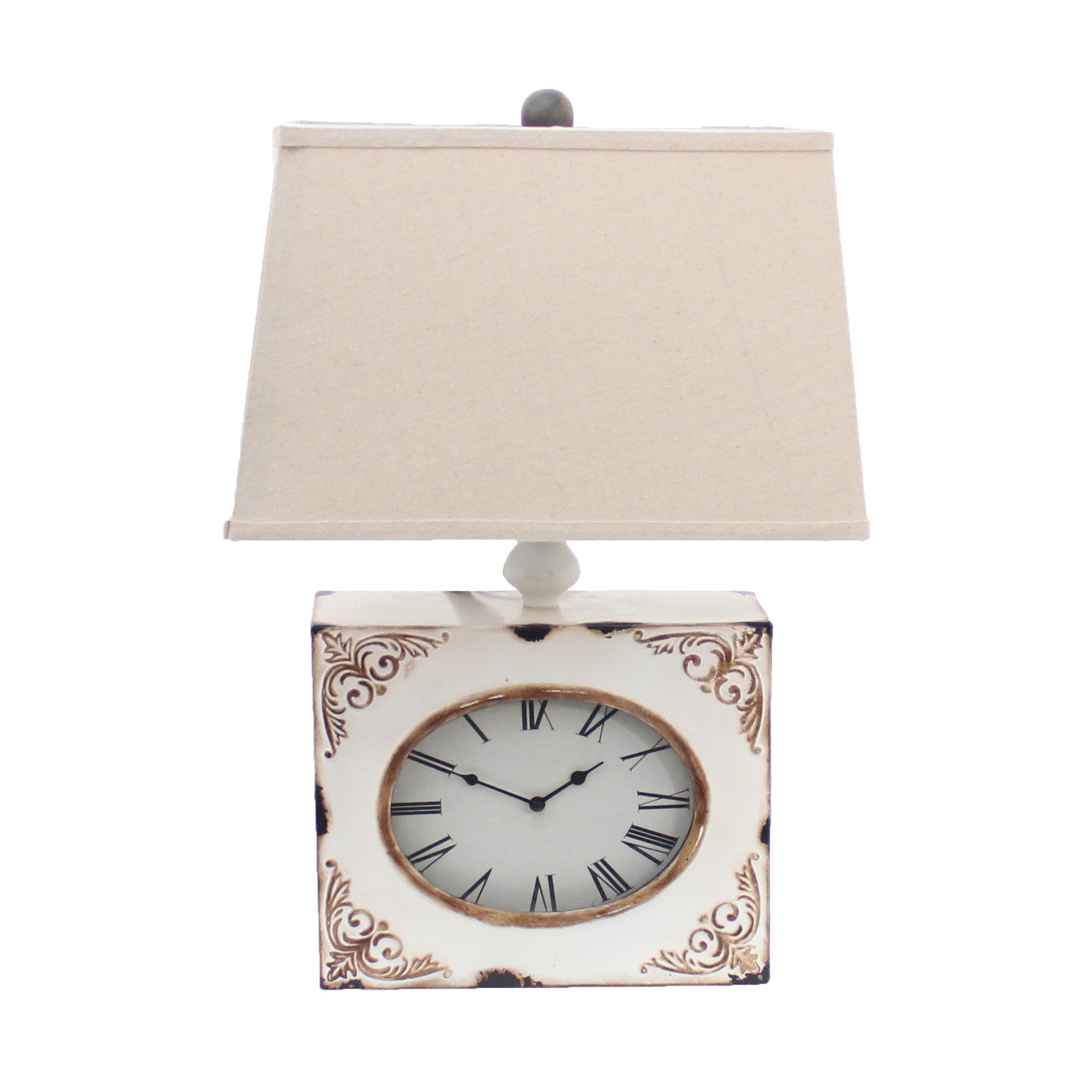 7 X 7 X 22 White Vintage Metal Clock Base - Table Lamp