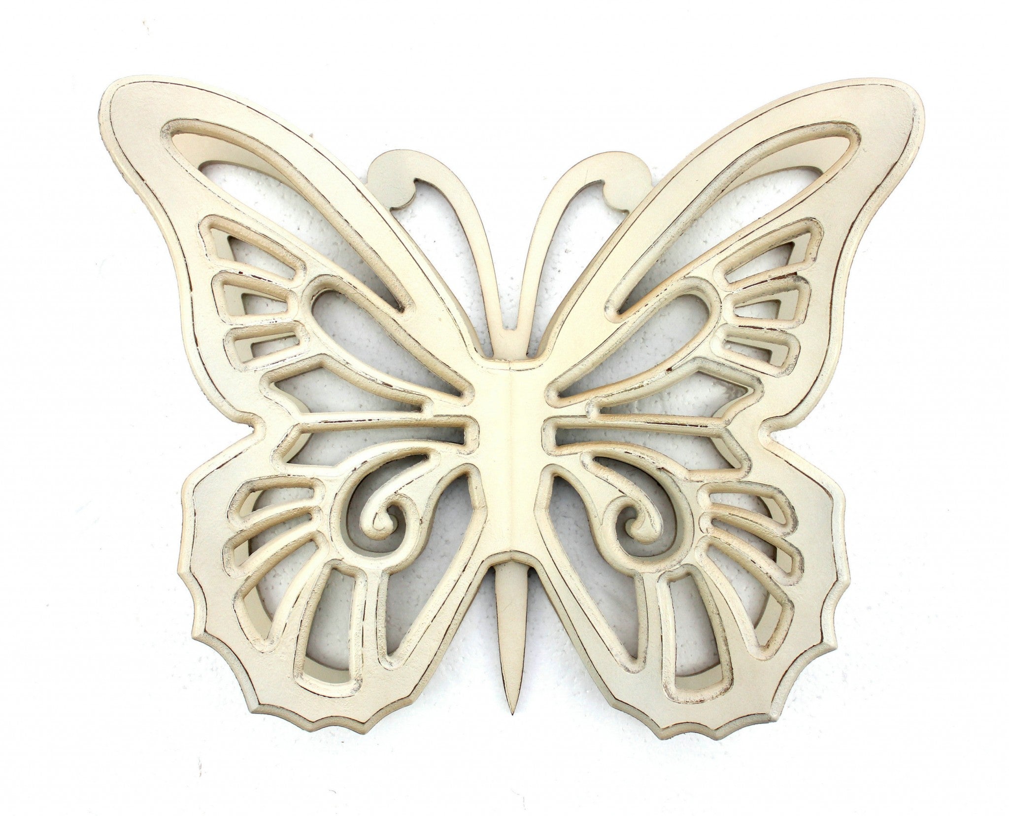 18.5" X 23" X 4" Light Yellow Rustic Butterfly Wooden  Wall Decor