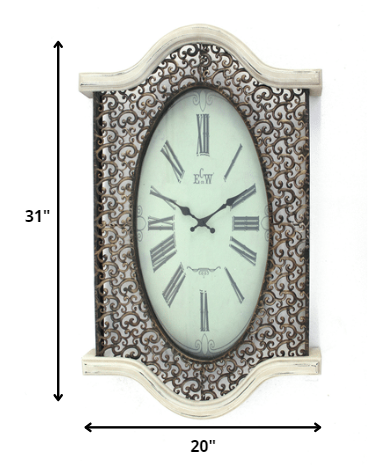 20" Novelty White Glass Analog Wall Clock