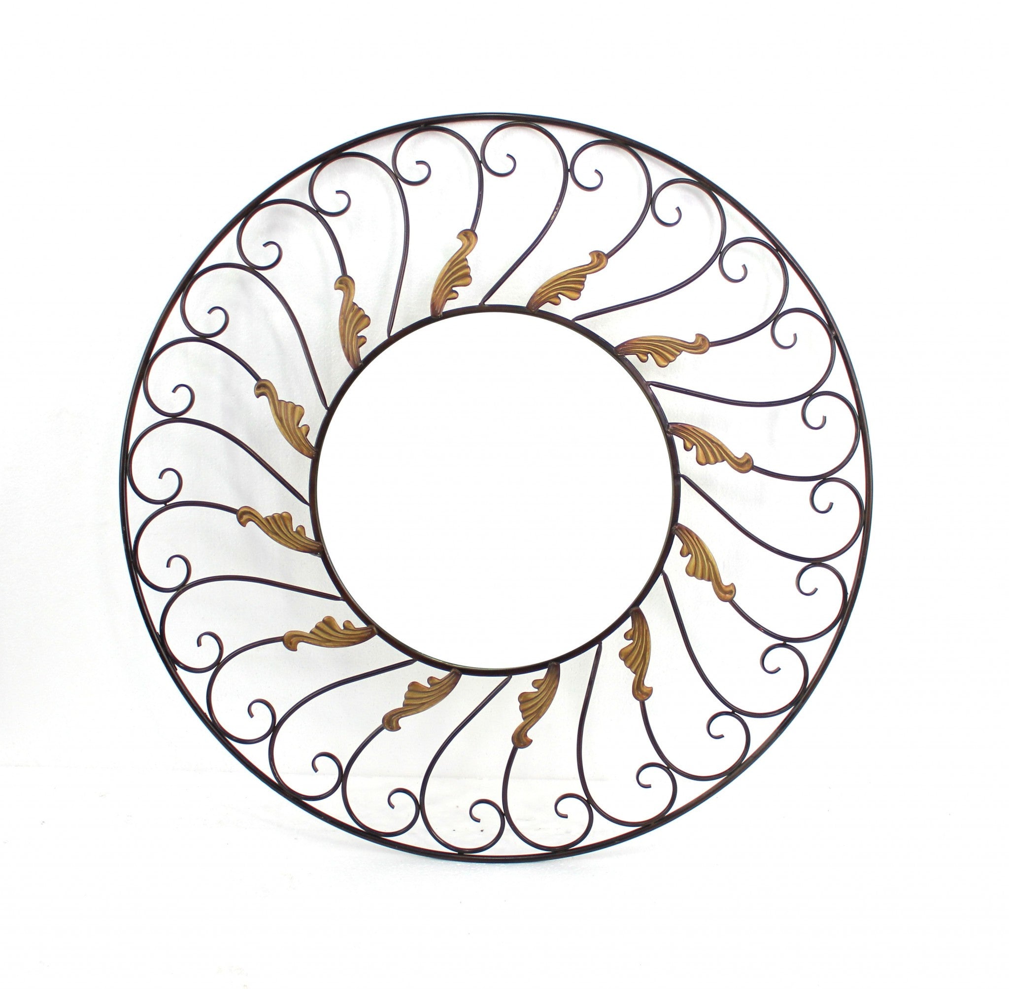 Bronze Round Accent Metal Mirror