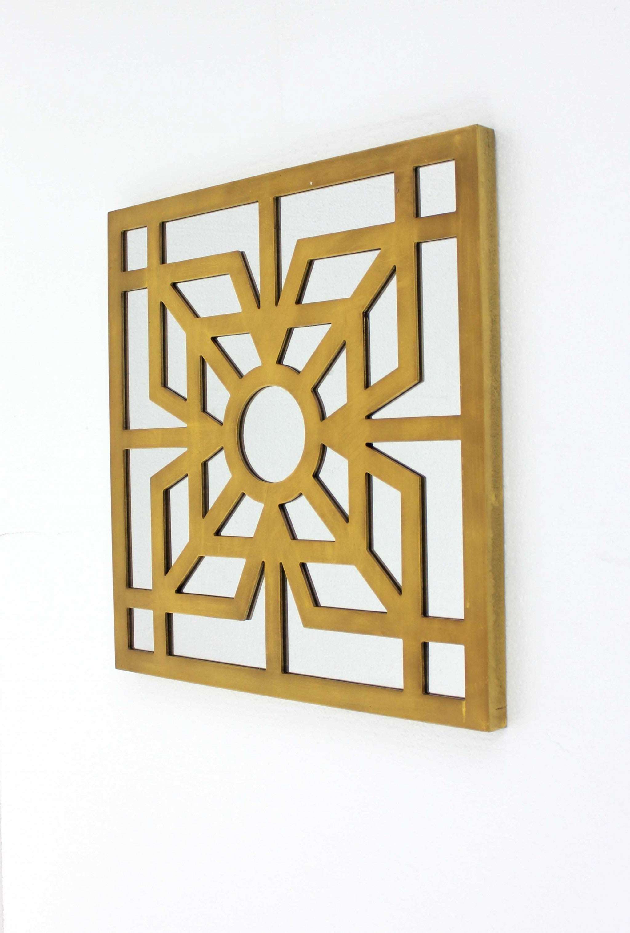 1.25 X 23.25 X 23.25 Bright Gold Mirrored Wooden  Wall Decor