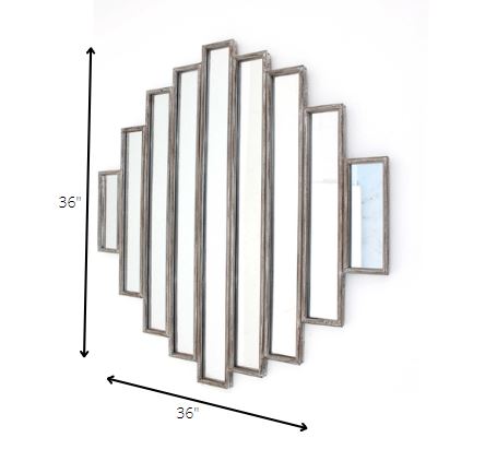 36 X 36 X 2 Silver Rustic Multi Mirrored Wall Sculpture