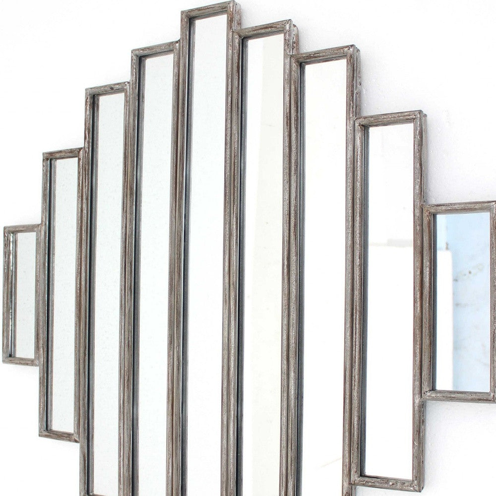 36 X 36 X 2 Silver Rustic Multi Mirrored Wall Sculpture