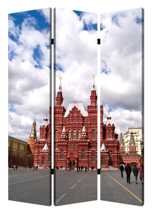 48" X 72" Multi Color Wood Canvas Russia  Screen