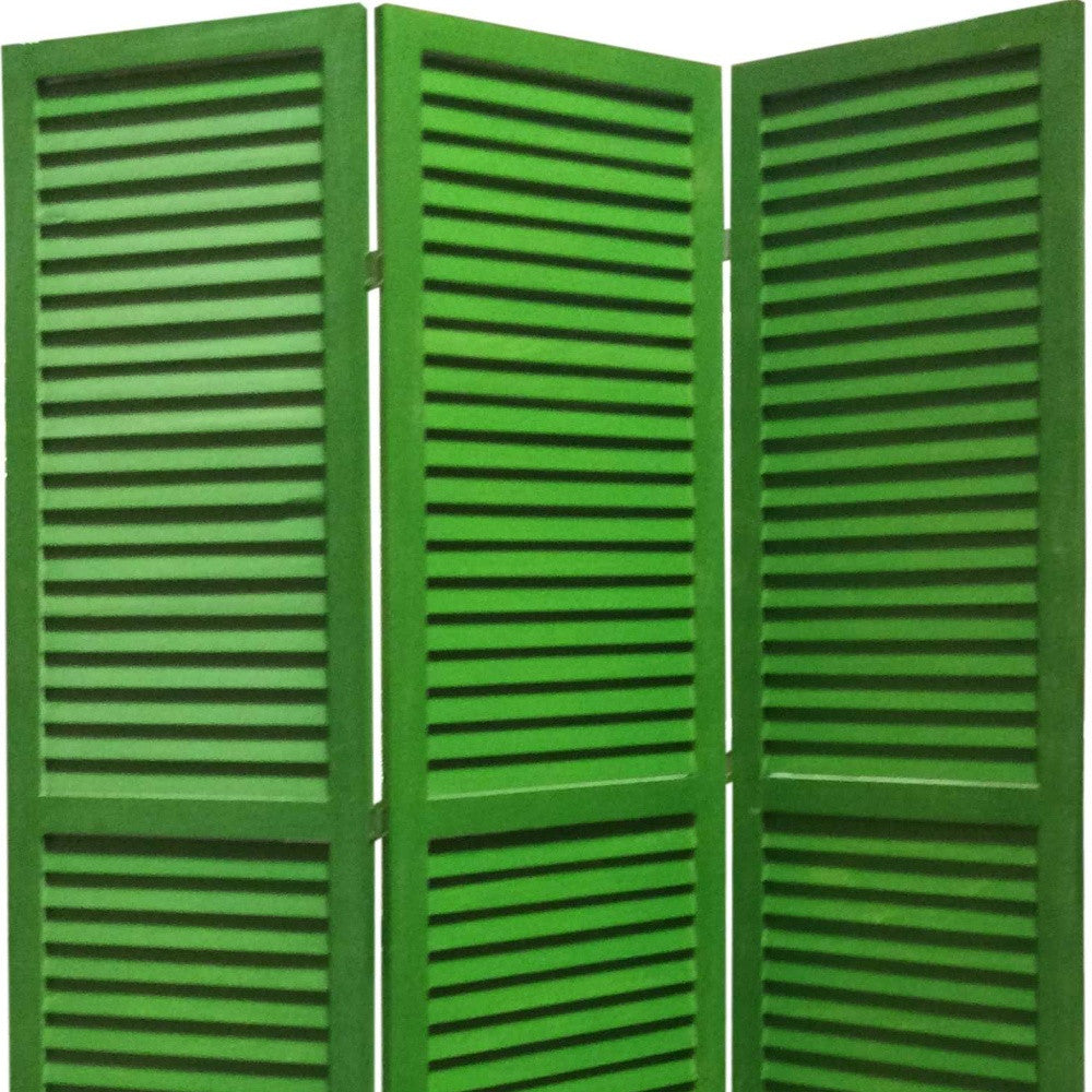 48" X 67" Green Wood Shutter Screen