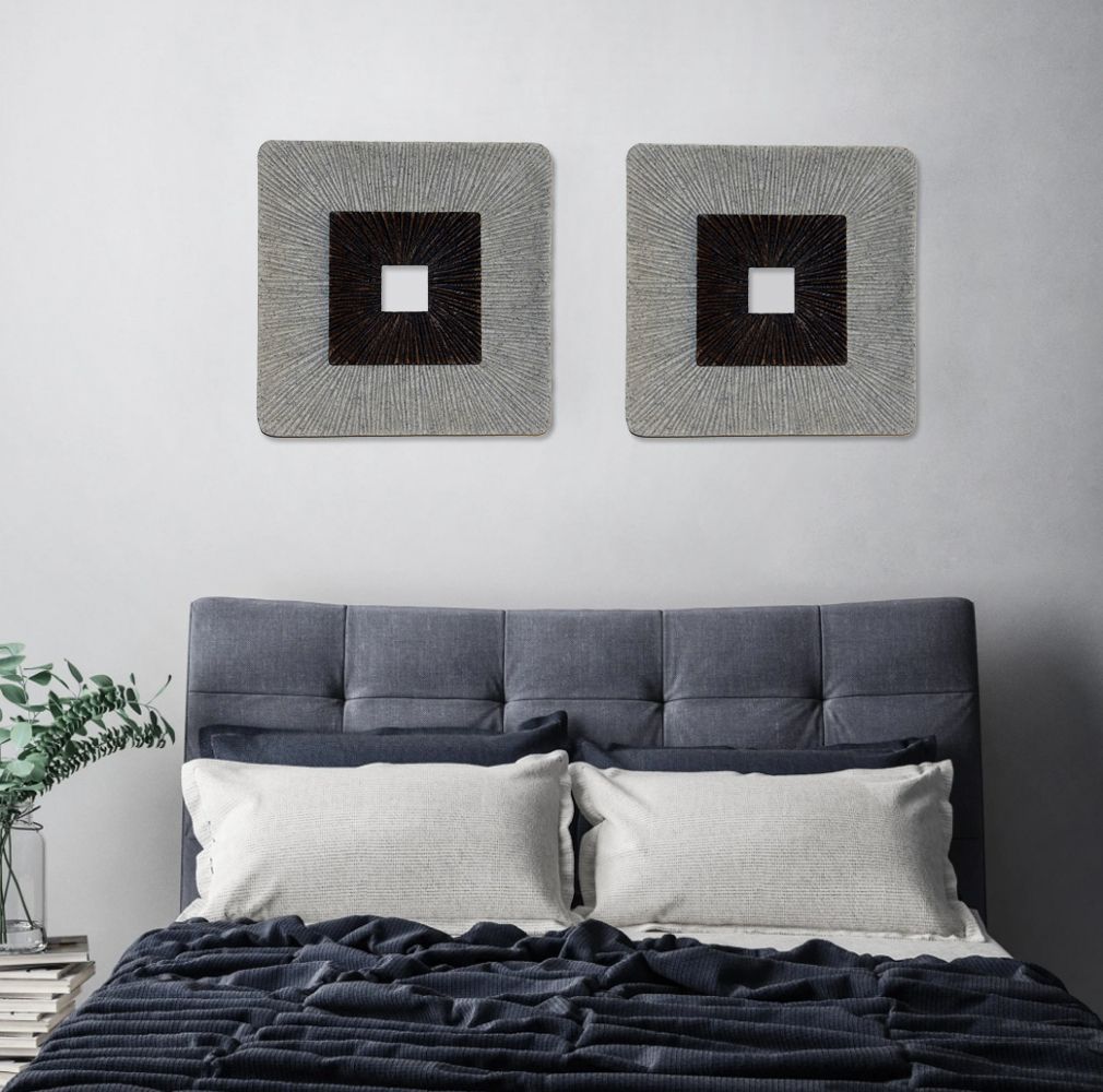 Modern Brown And Gray Ribbed Square Wall Art