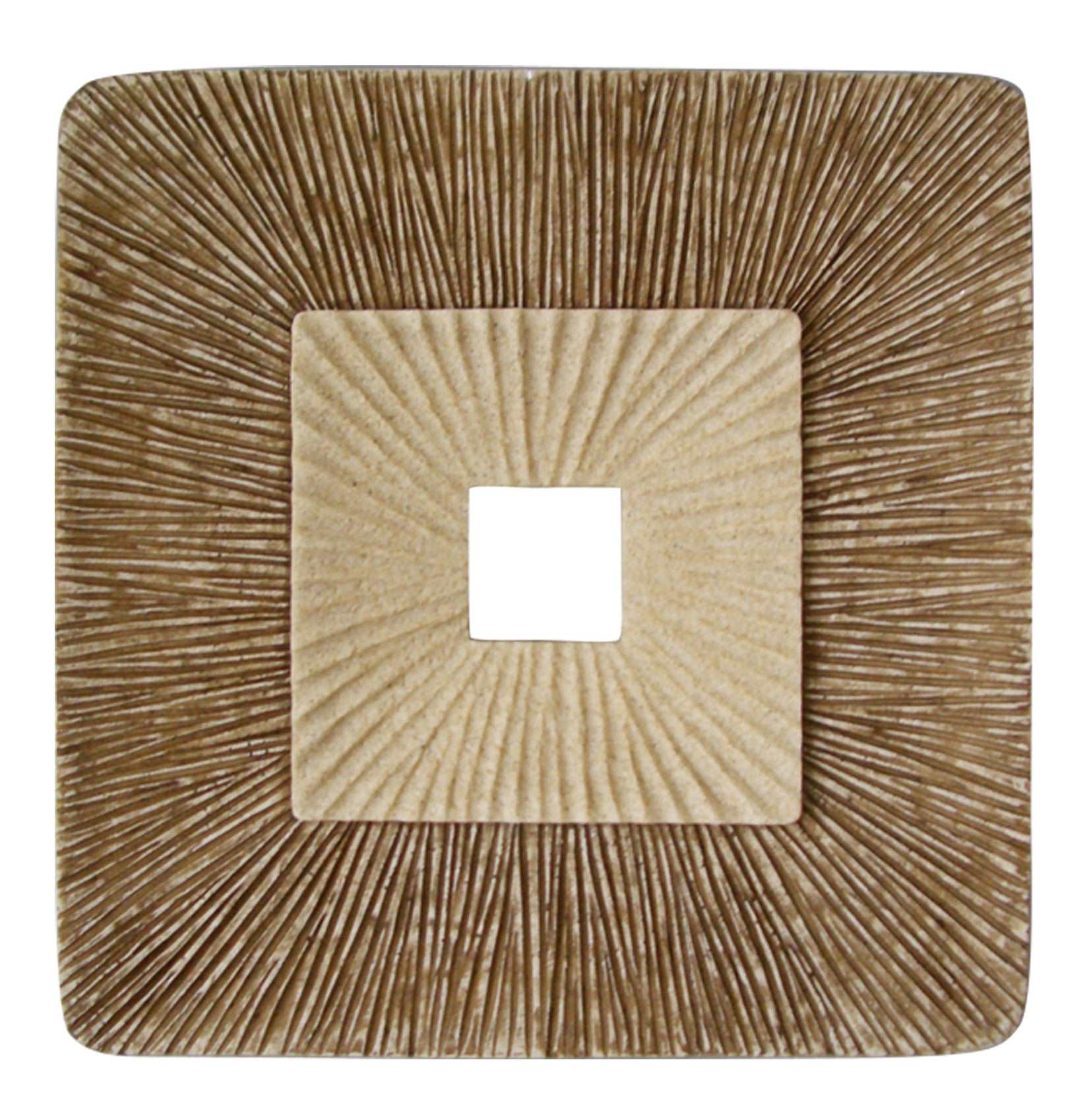 1 X 14 X 14 Brown Concave Square Double Layer Ribbed  Wall Plaque Set Of 2