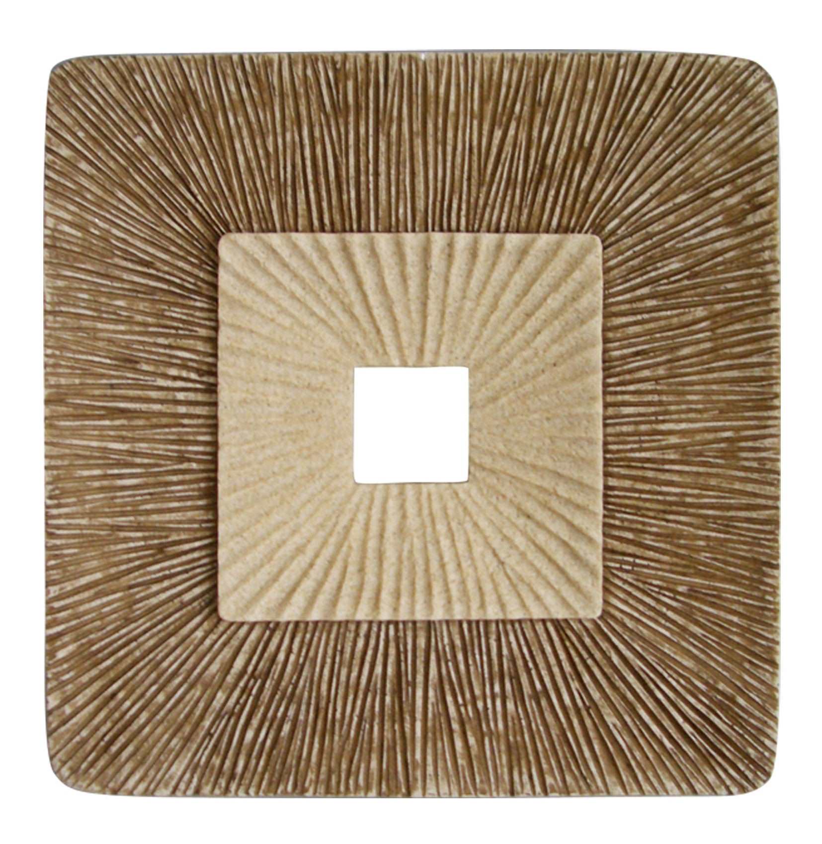 1 X 19 X 19 Brown Concave Square Double Layer Ribbed  Wall Plaque