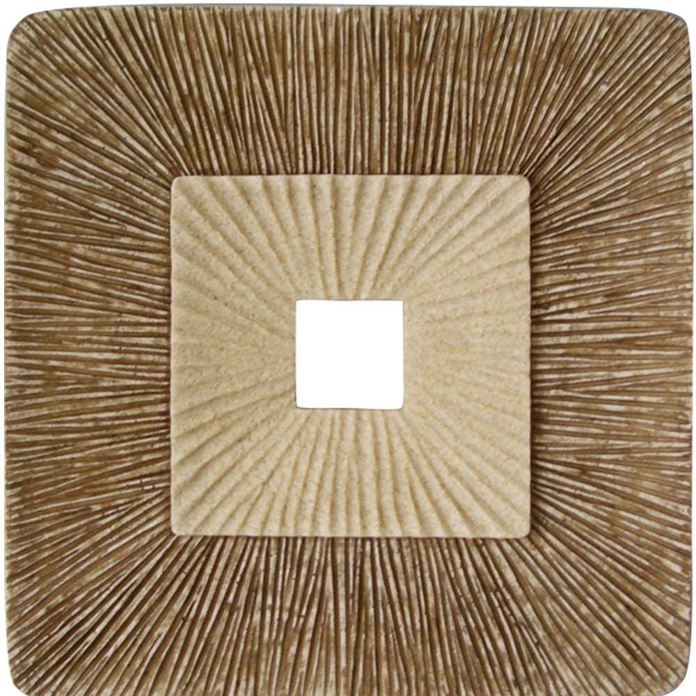 1 X 26 X 26 Brown Concave Square Double Layer Ribbed  Wall Plaque