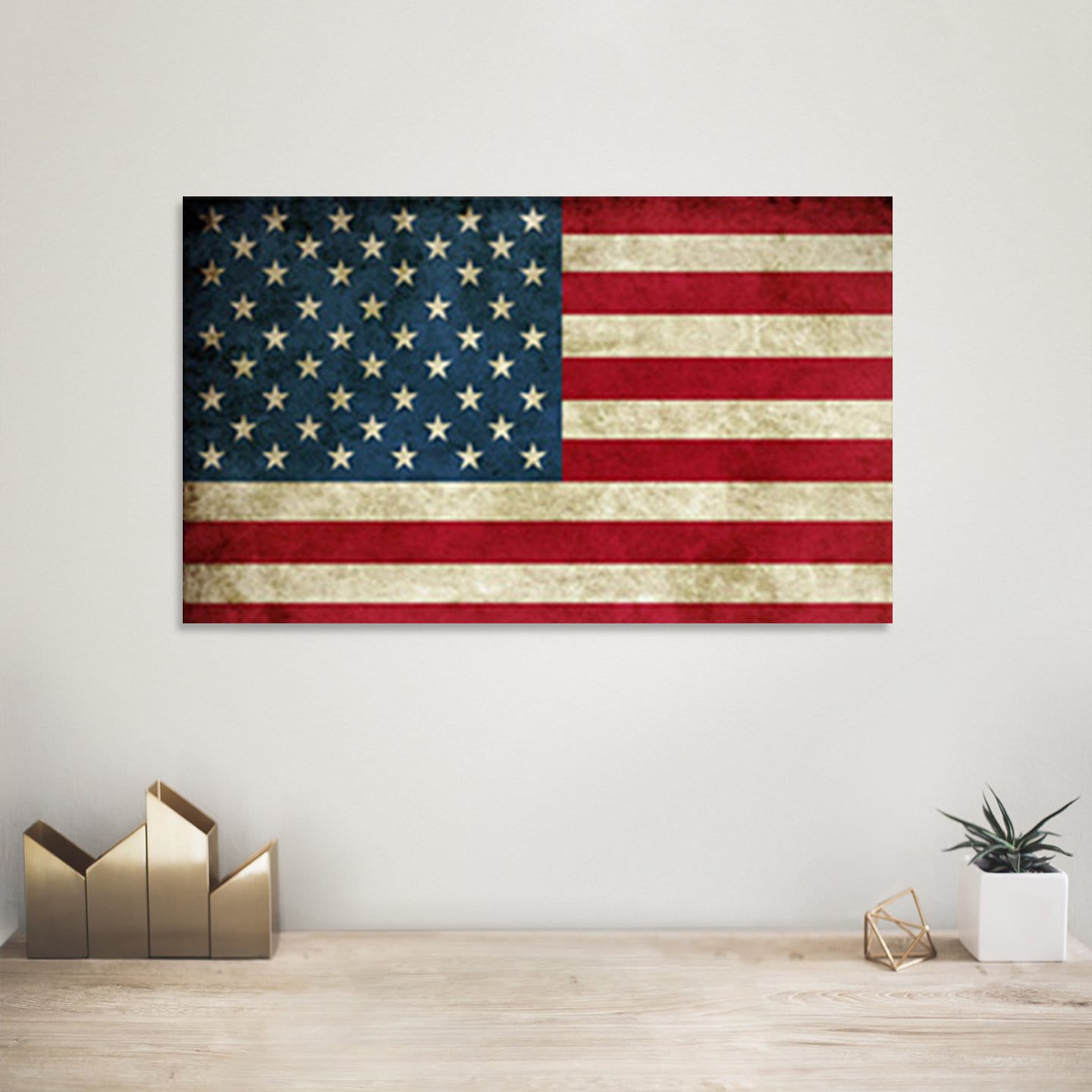 Usa Flag Canvas Print Wall Art  2 Piece Set