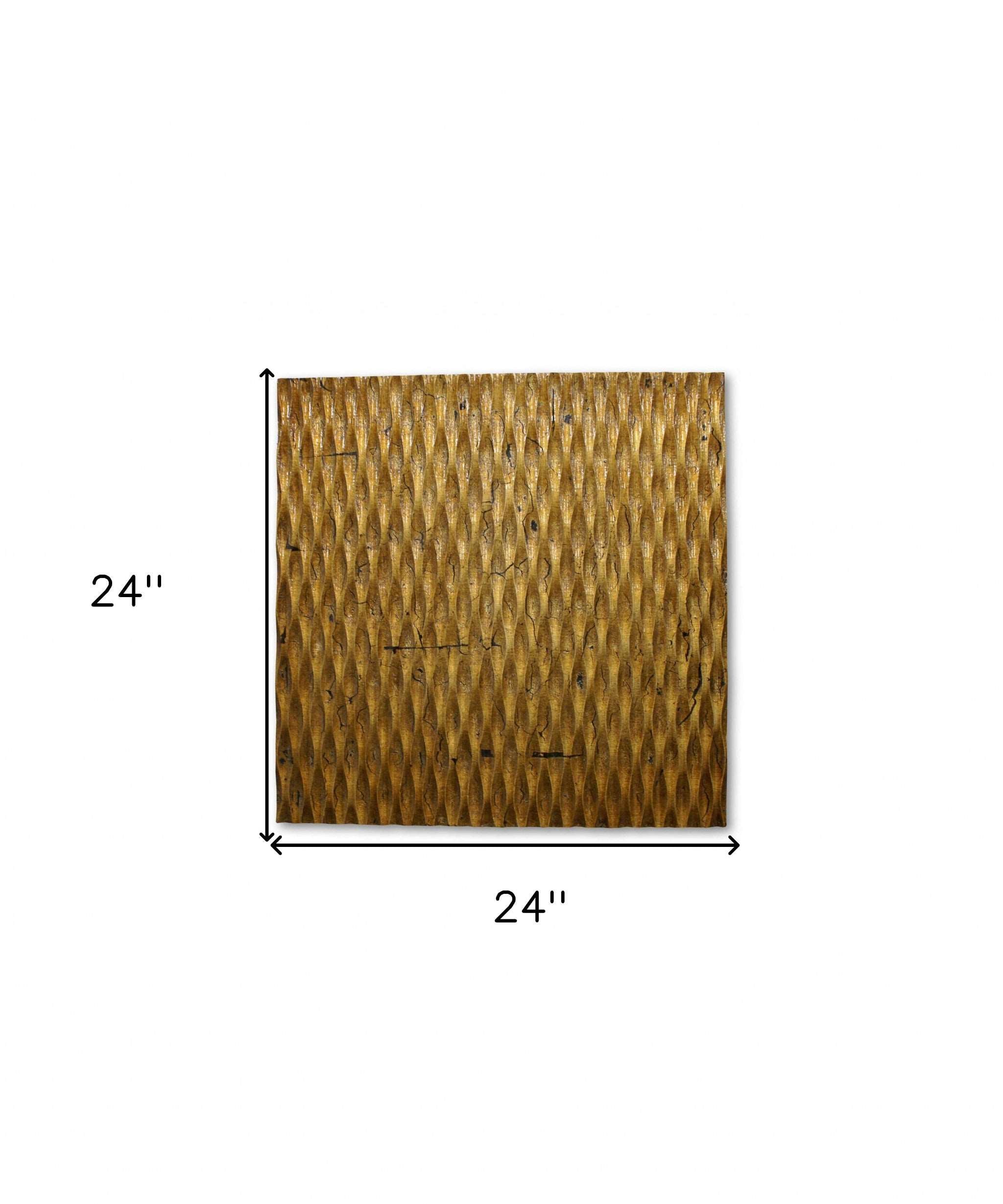 1 X 24 X 24 Gold Metallic Ridge - Wall Art Wood Wall Art