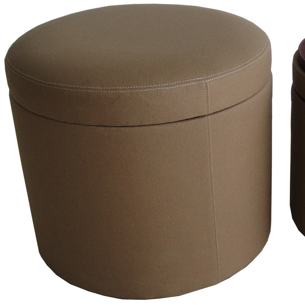 1" Tan Faux Leather Round Storage