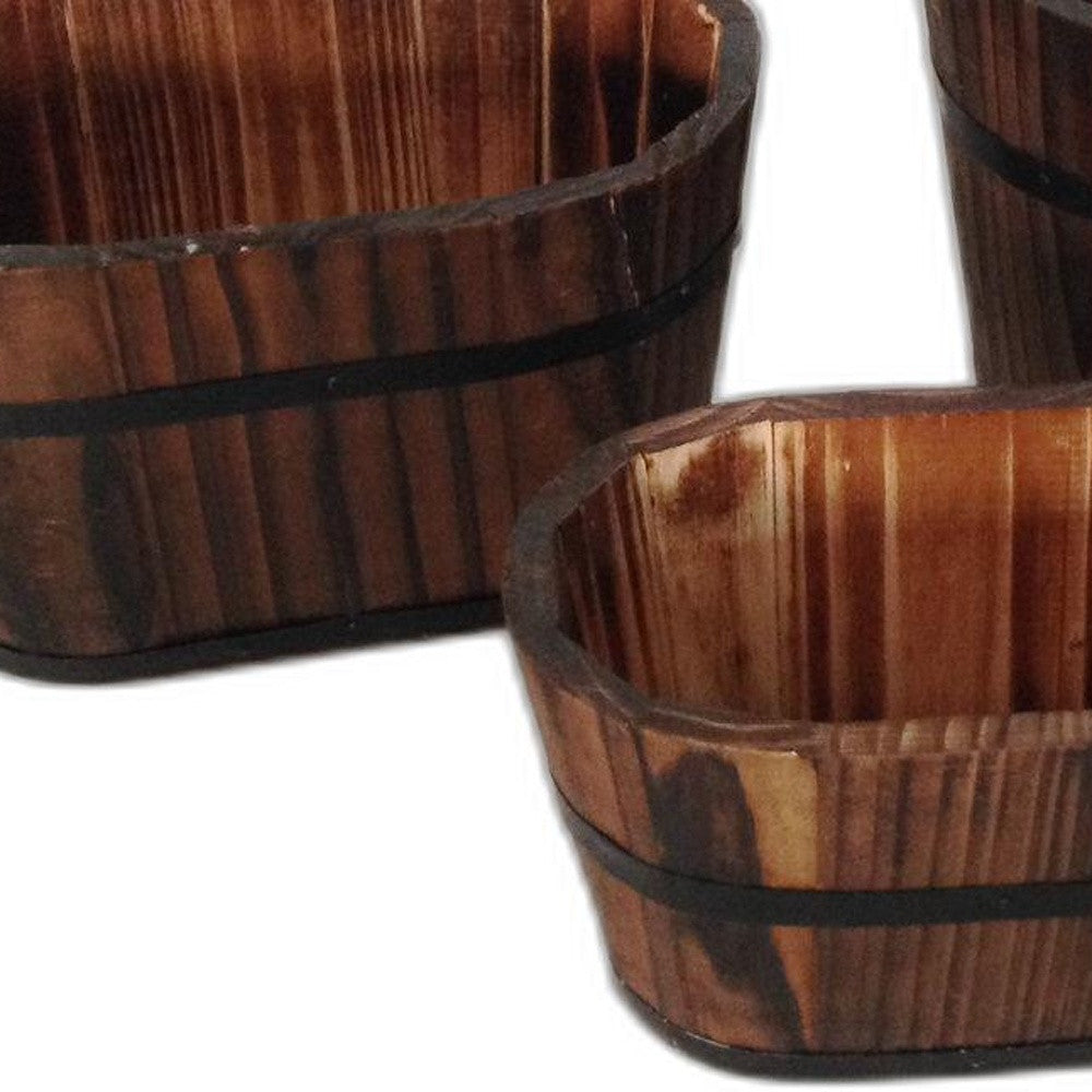 1" X 10" X 7" Brown, Wood Garden Planter - 3 Piece