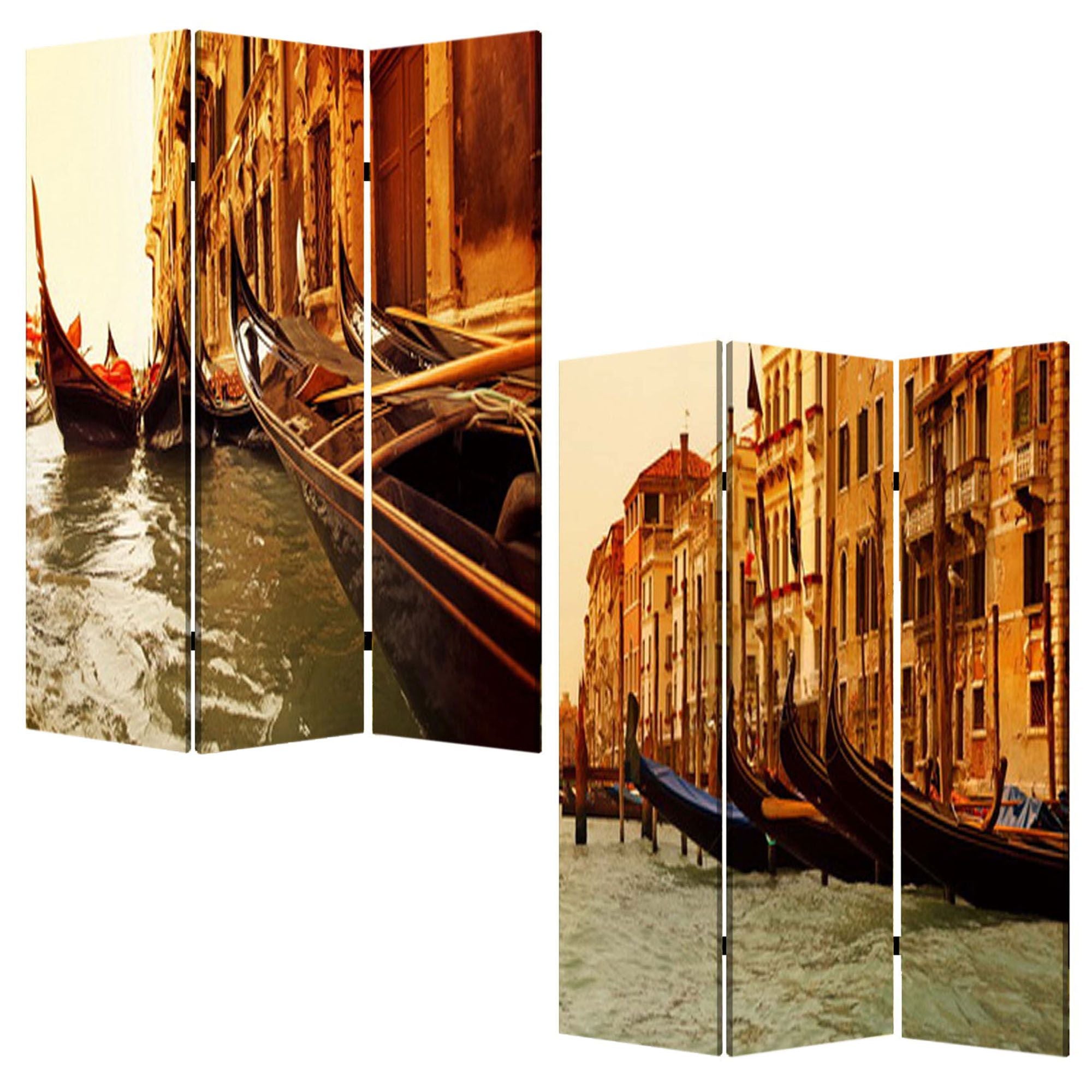 48" X 72" Multi Color Wood Canvas Venice  Screen