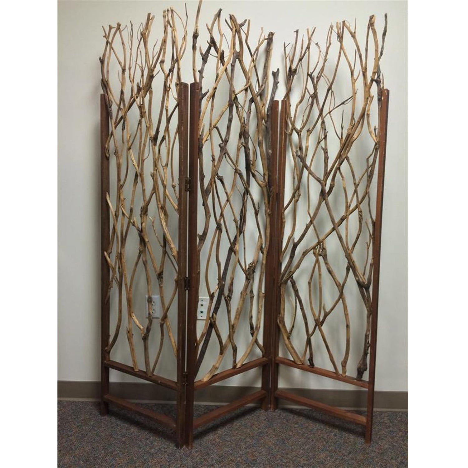 58" X 70" Brown Wood Tree  Screen