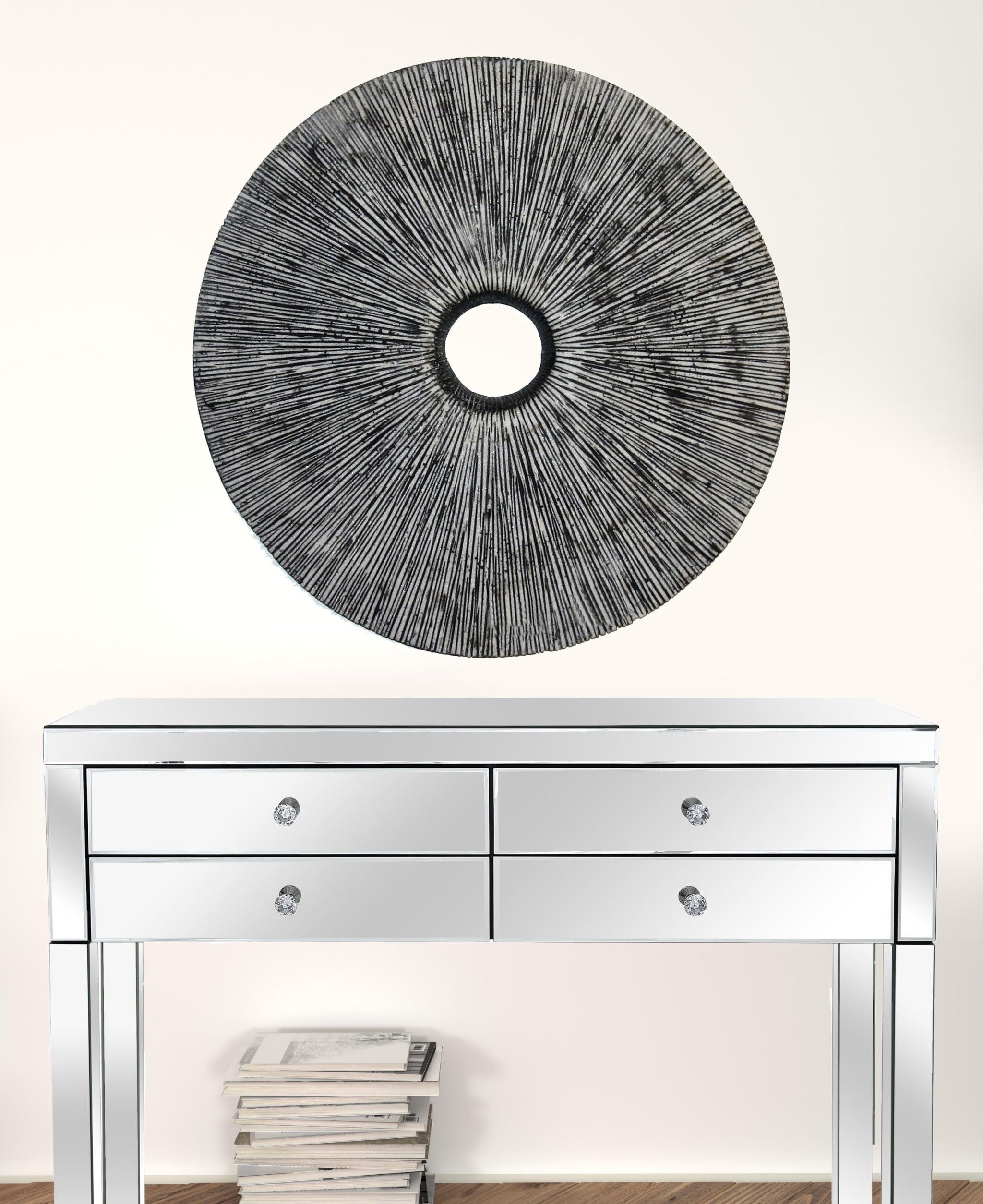 30 Contemporary Grey Round Rib Wall Art