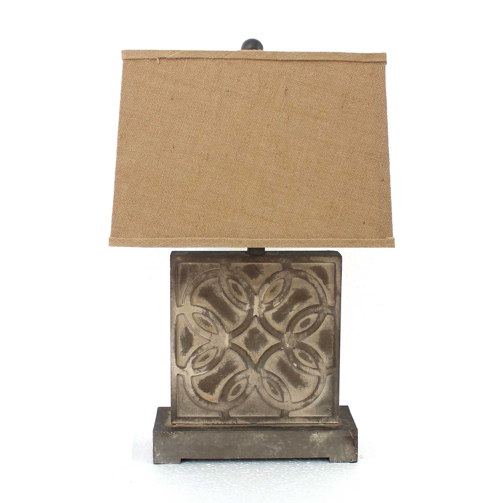 4.75 X 11.75 X 24.75 Brown Vintage With Khaki Linen Shade - Table Lamp