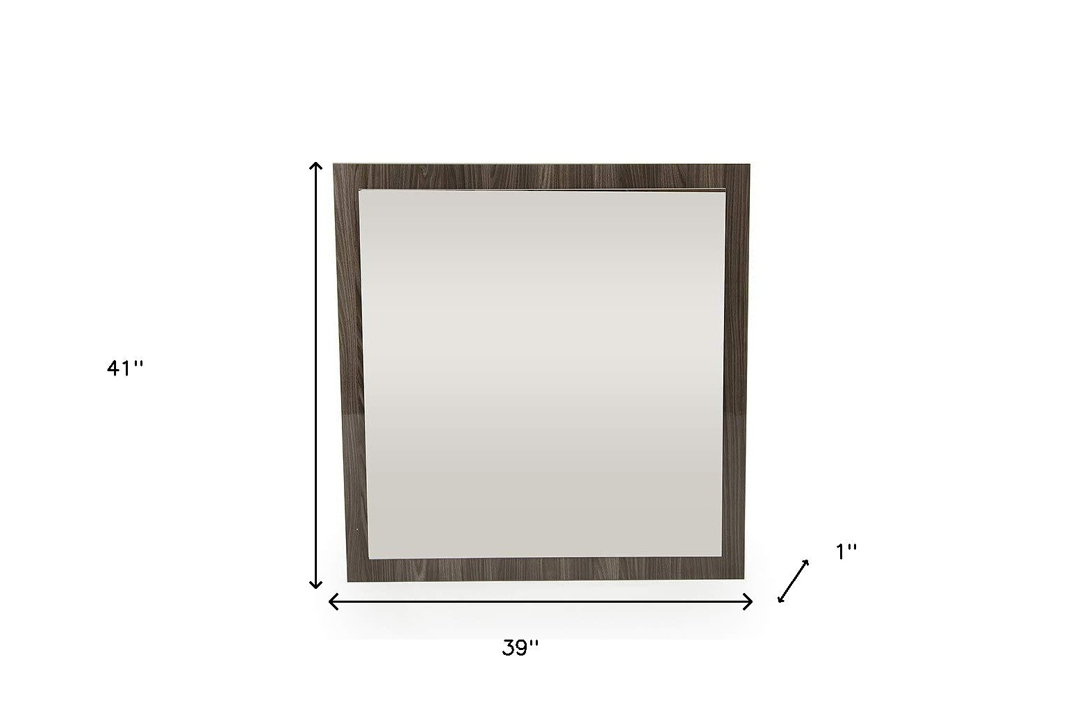 41" Grey Mdf  Veneer  And Glass Mirror