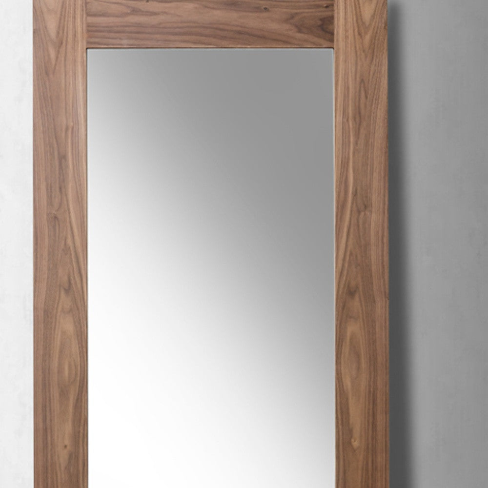 79" Walnut Mdf  Veneer  And Glass Mirror