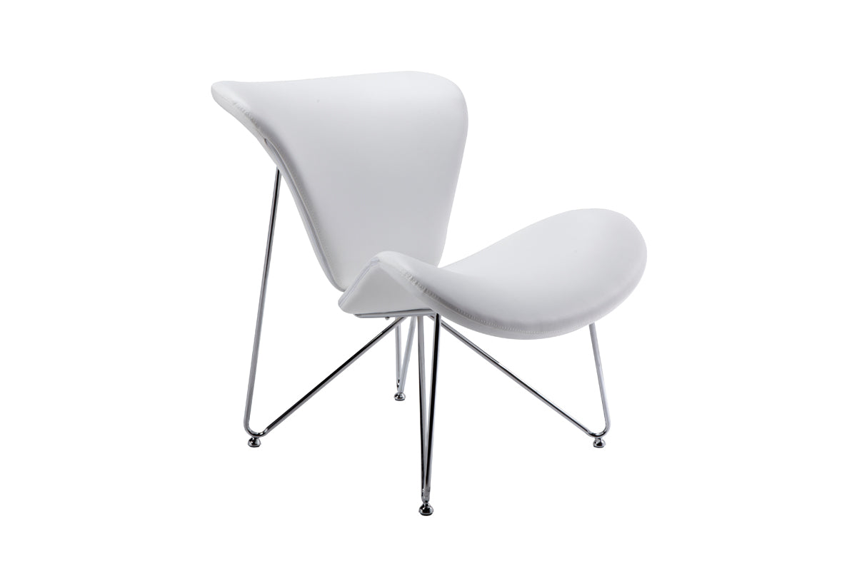 34" White Fabric  Polyester  And Metal Accent Chair