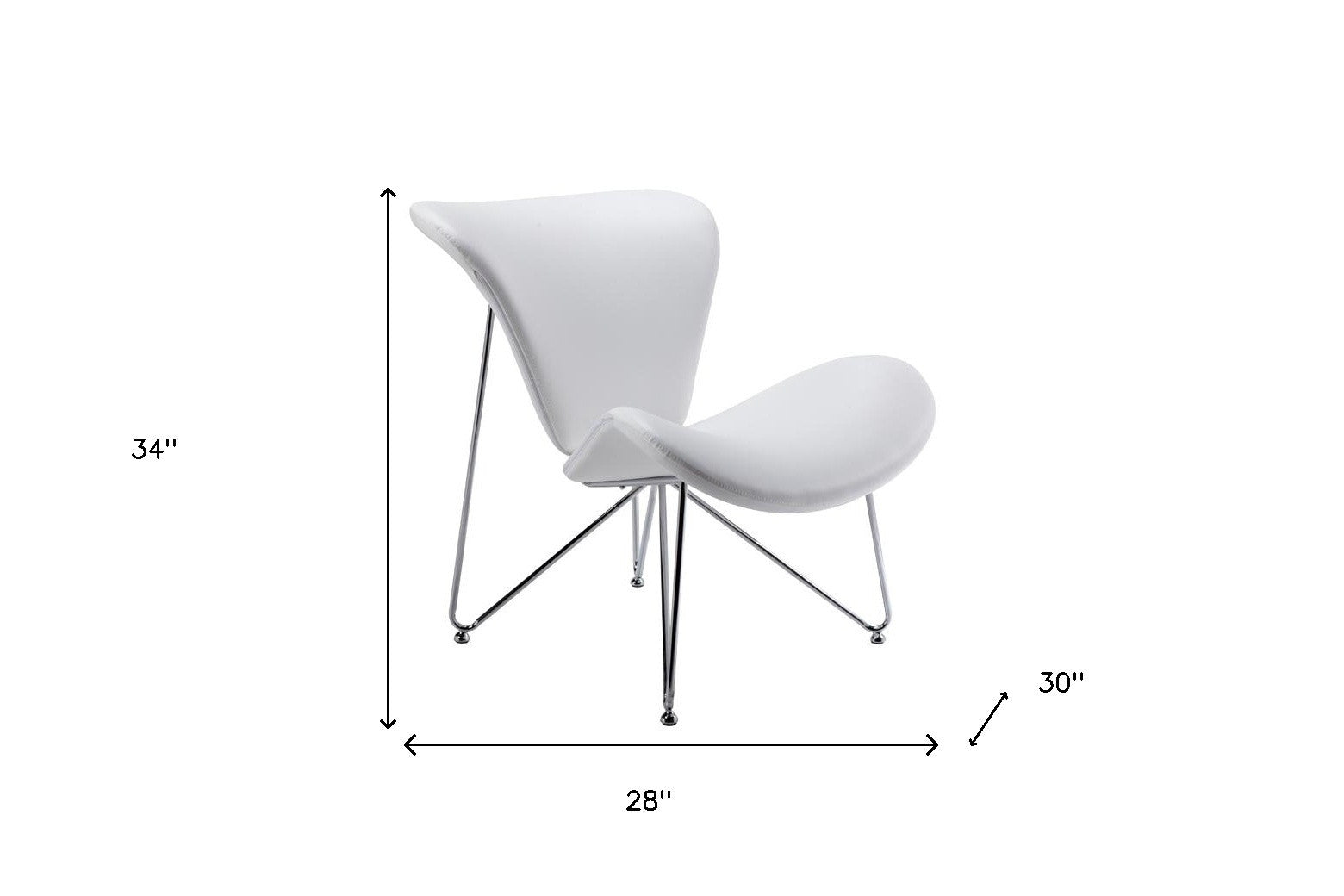 34" White Fabric  Polyester  And Metal Accent Chair