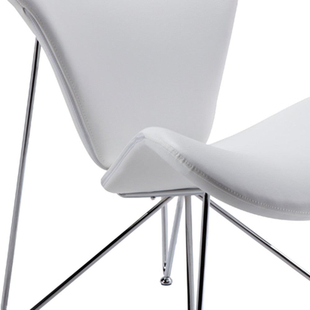 34" White Fabric  Polyester  And Metal Accent Chair