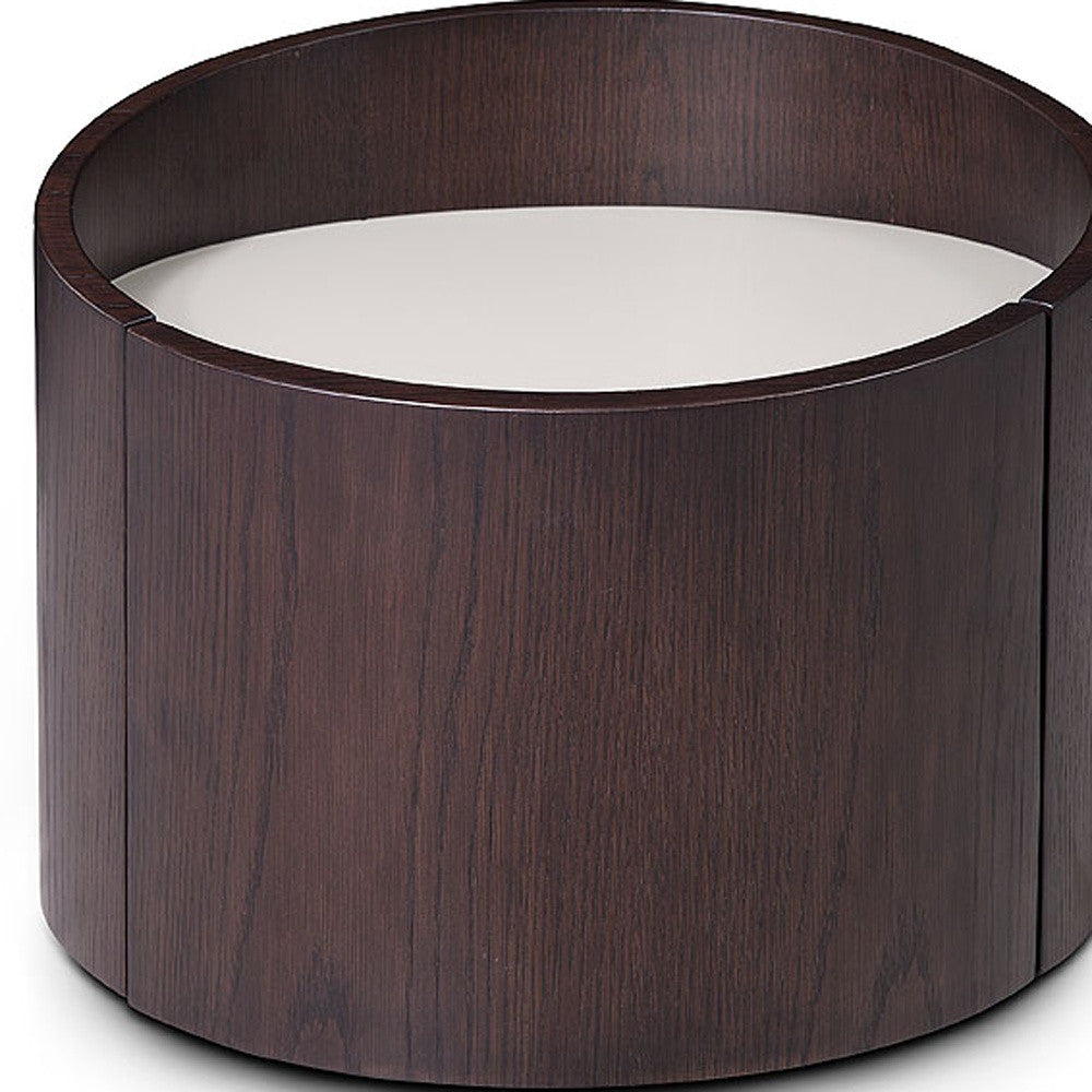 21" Round Modern Brown Oak Finish End Table