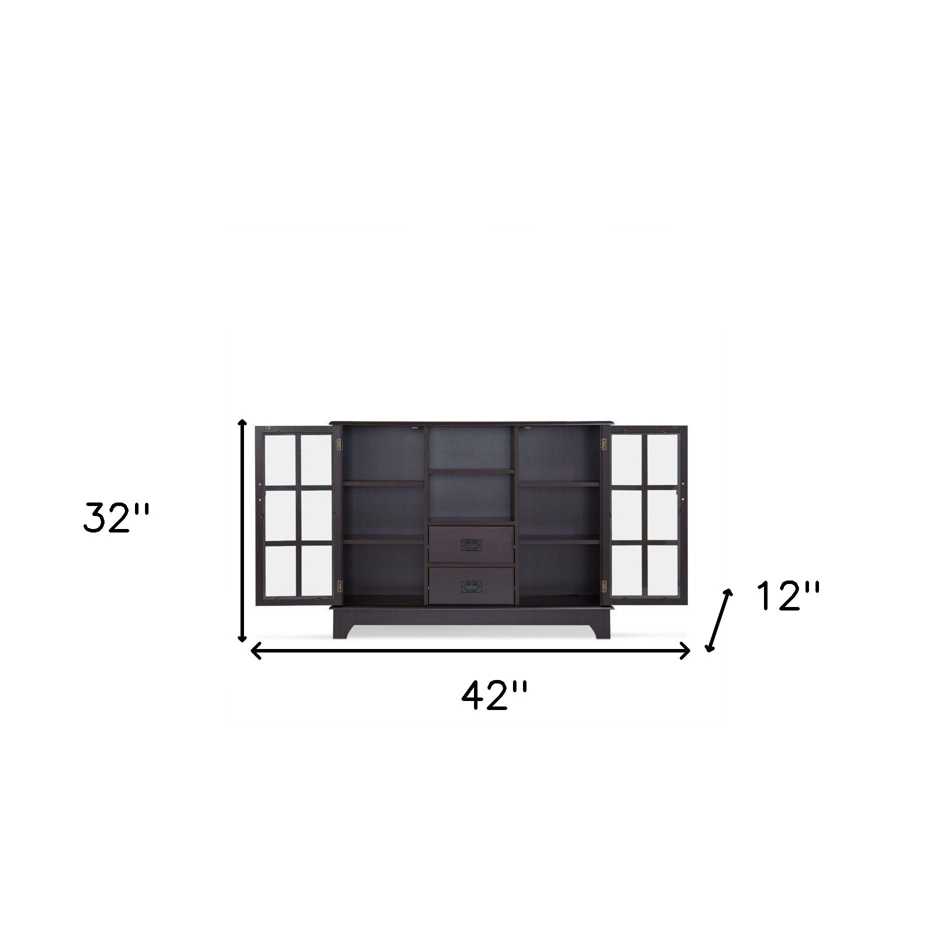 42" X 12" X 32" Espresso Mdf Cabinet