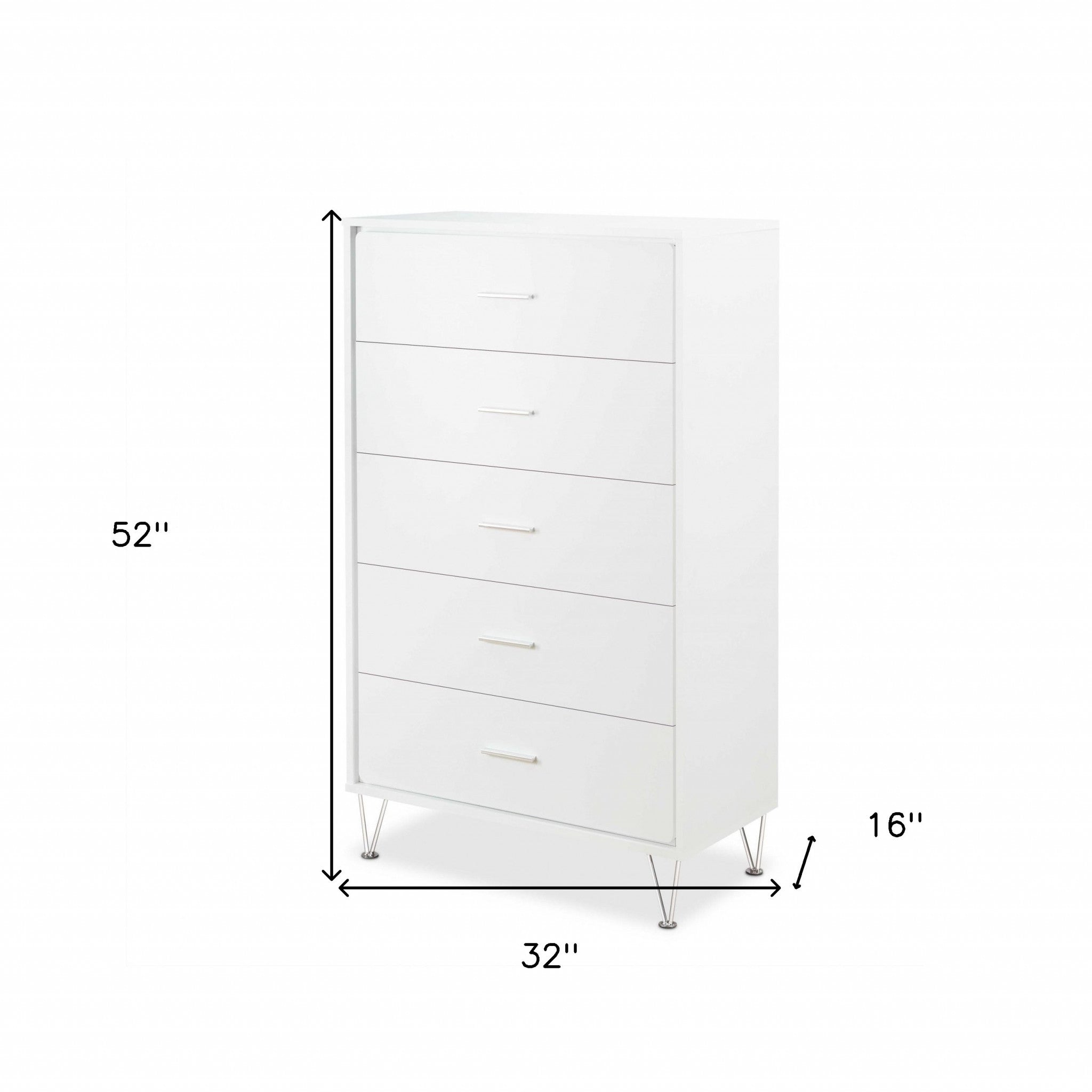 32" White Manufactured Wood Five Drawer Chest