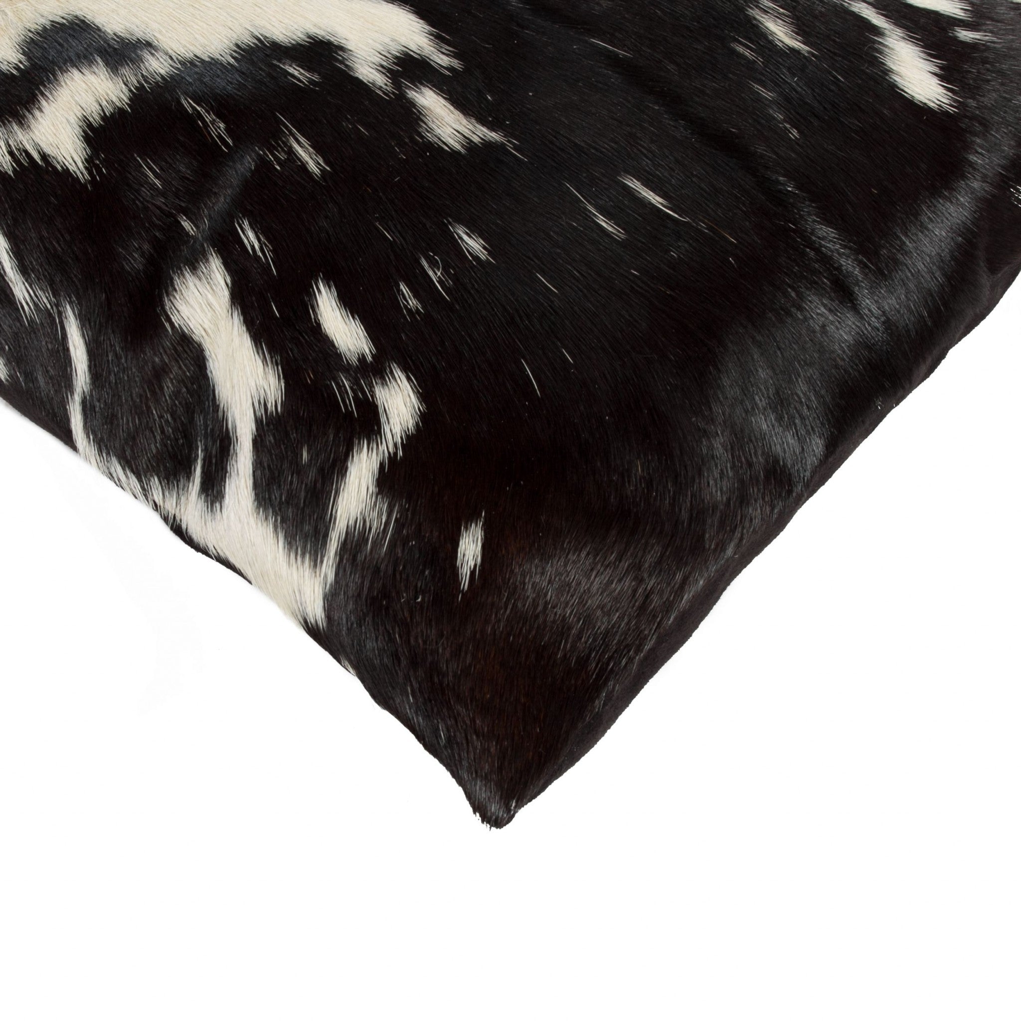 18" X 18" X 5" Black And White Cowhide  Pillow