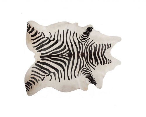 6' X 7' Zebra Stripe Black And White Natural Cowhide Area Rug