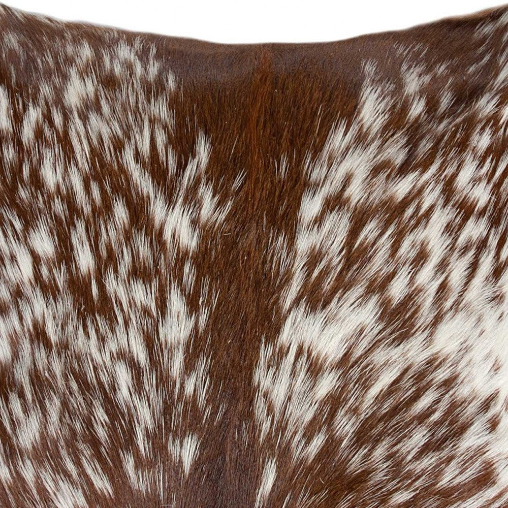 18" X 18" X 5" Salt And Pepper Brown And White Cowhide  Pillow