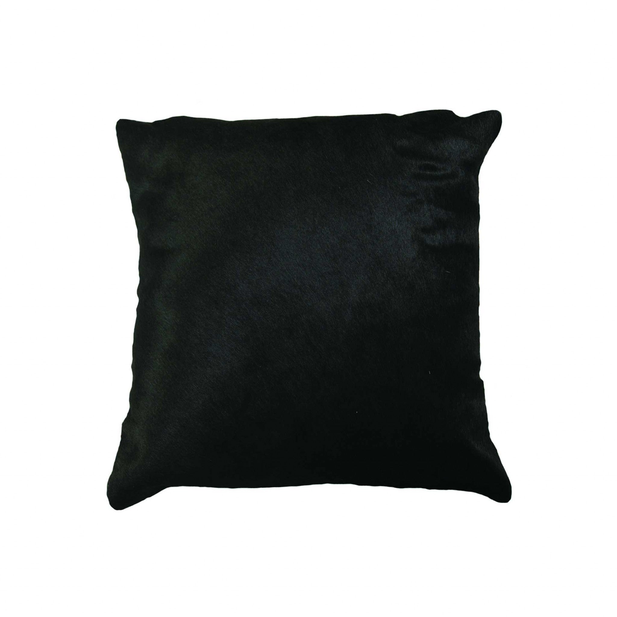 18" X 18" X 5" Black Cowhide  Pillow