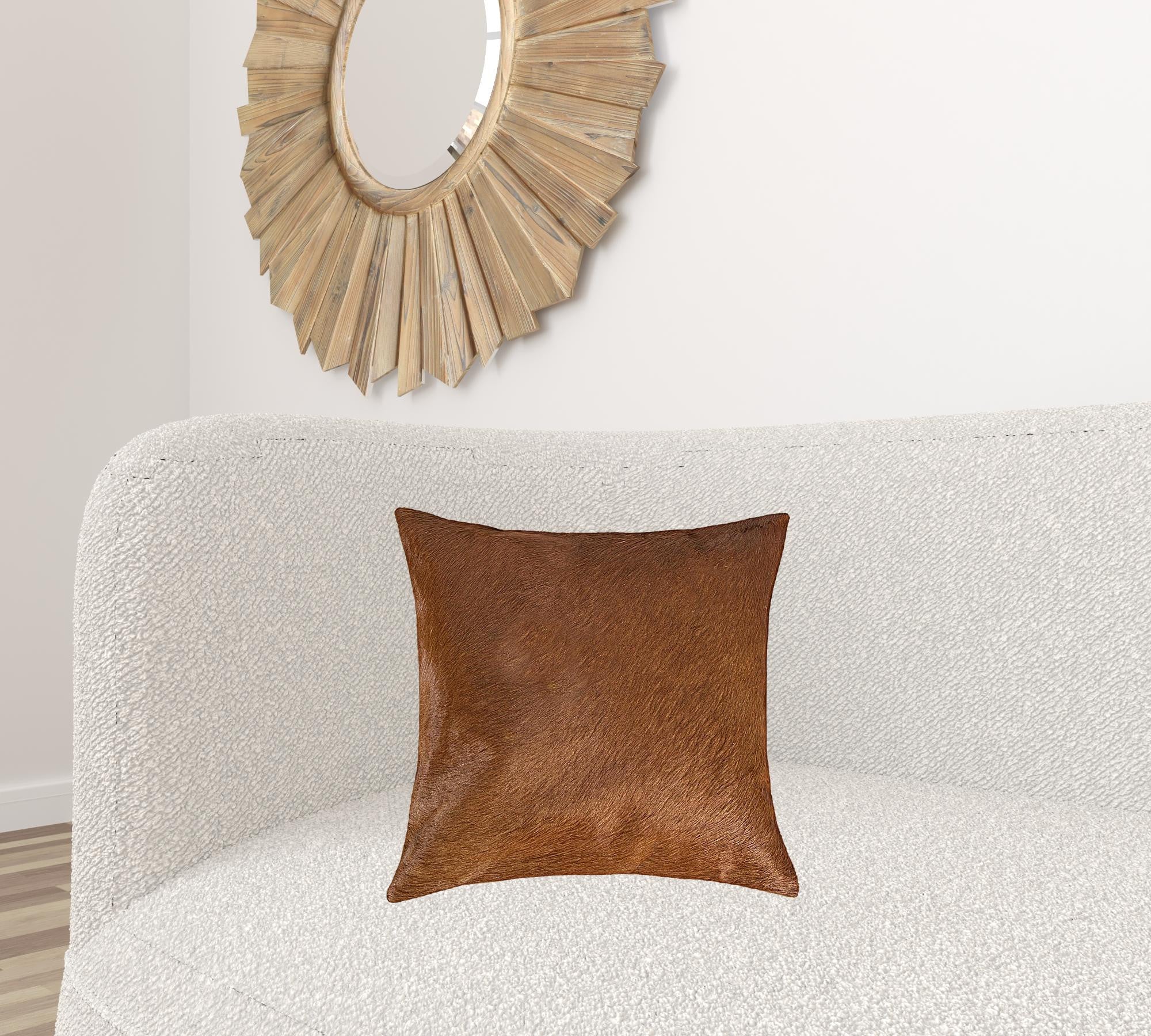 18 X 18 Brown Cowhide Throw Pillow