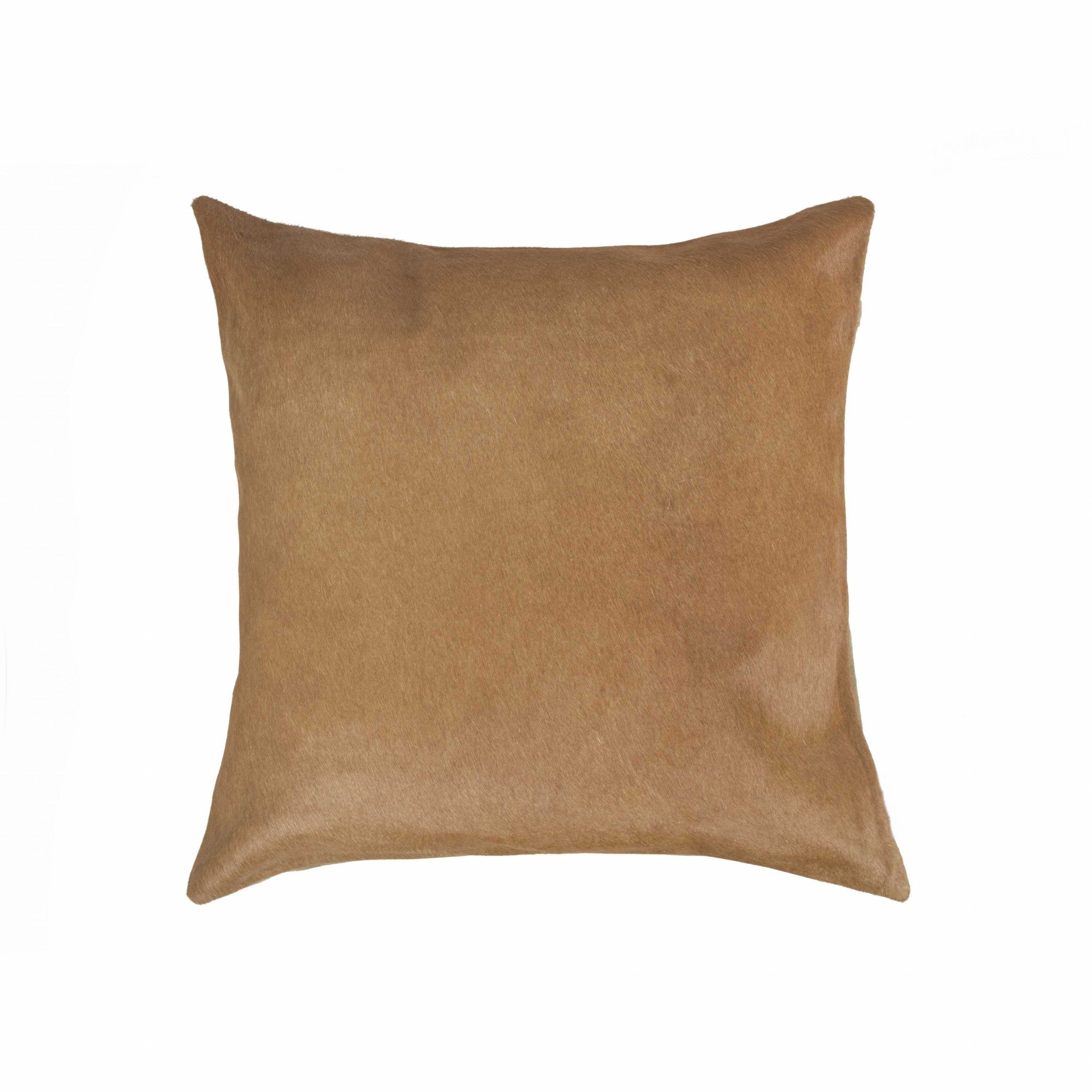 18 X 18 Tan Cowhide Throw Pillow