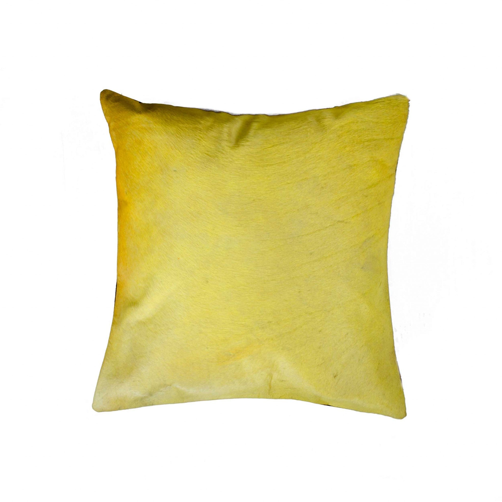 18" X 18" X 5" Yellow Cowhide  Pillow