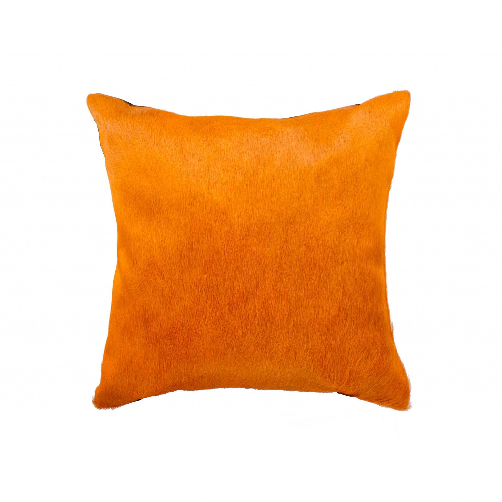 18" X 18" X 5" Orange Cowhide  Pillow