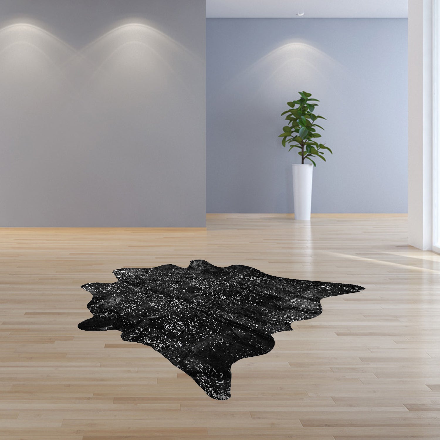 72" X 84" Black And Gold Cowhide - Area Rug