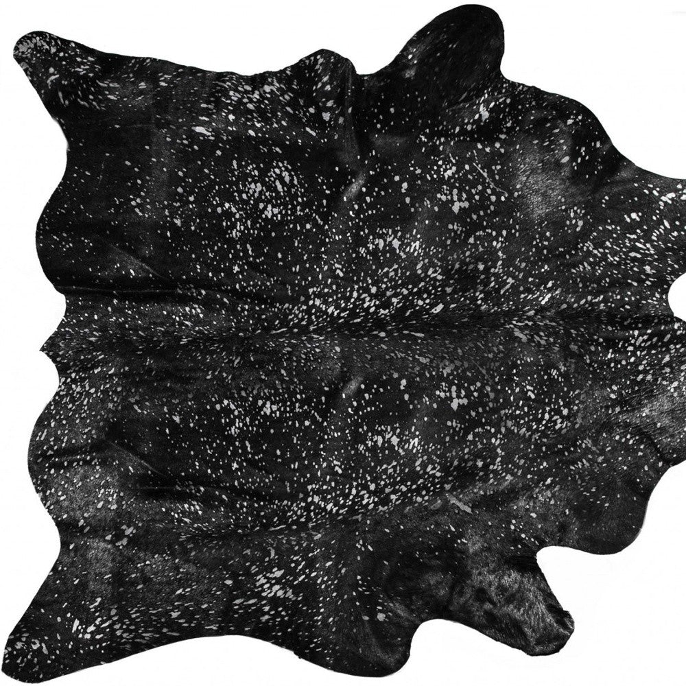 72" X 84" Black And Gold Cowhide - Area Rug