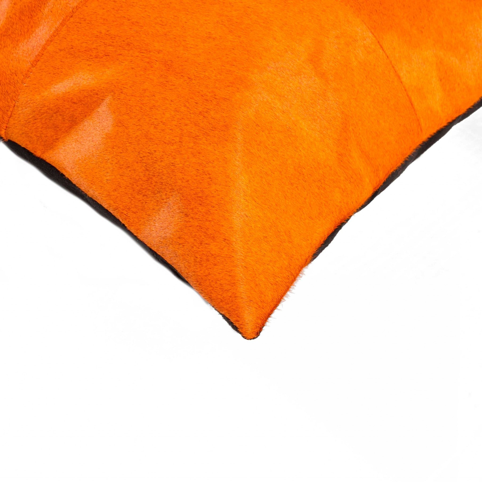 18 X 18 Orange Cowhide Throw Pillow