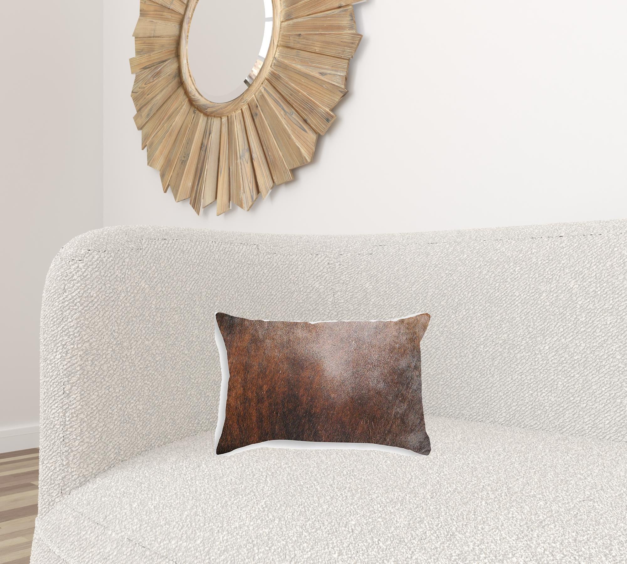 12" X 20" X 5" Brown Cowhide  Pillow