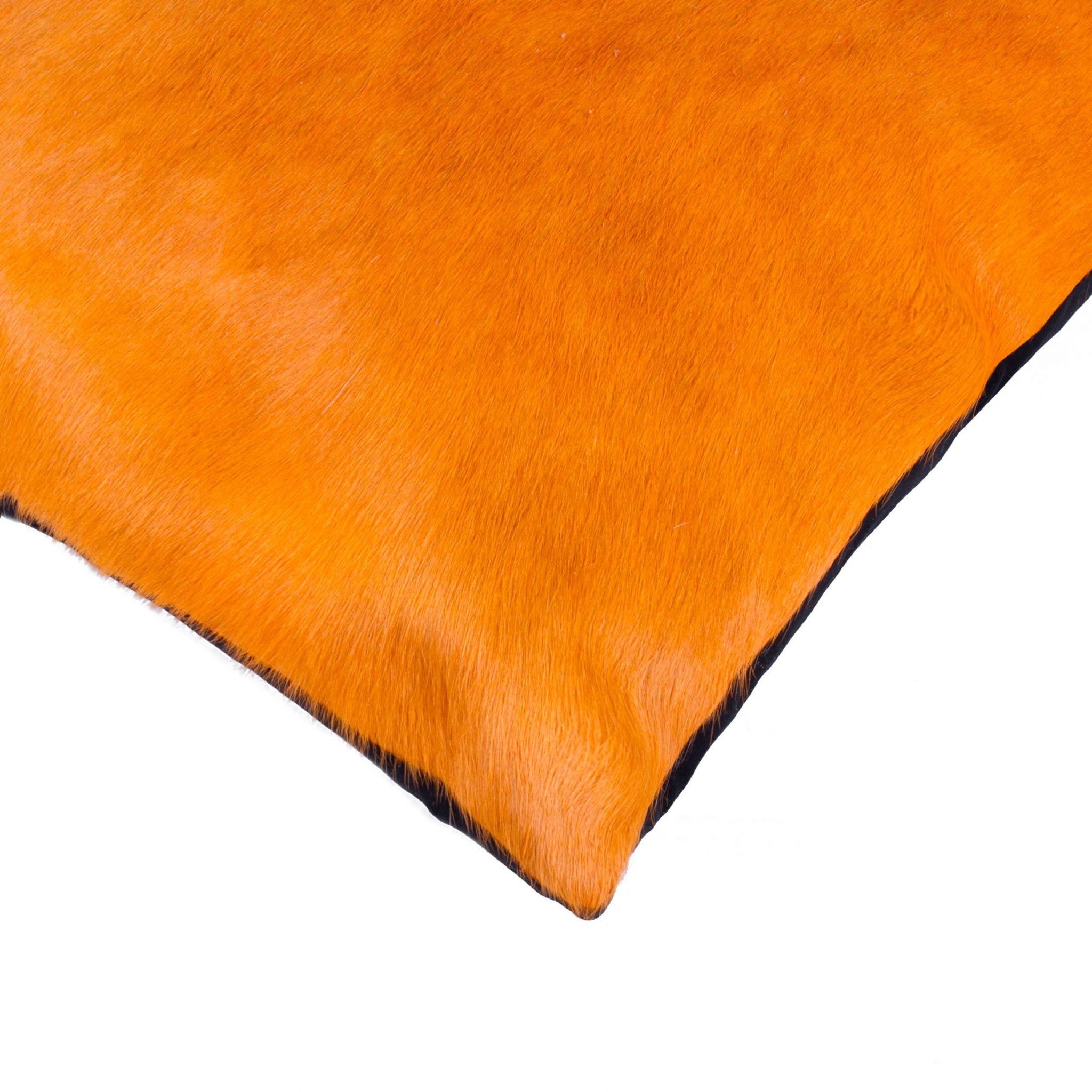 12" X 20" X 5" Orange Cowhide  Pillow